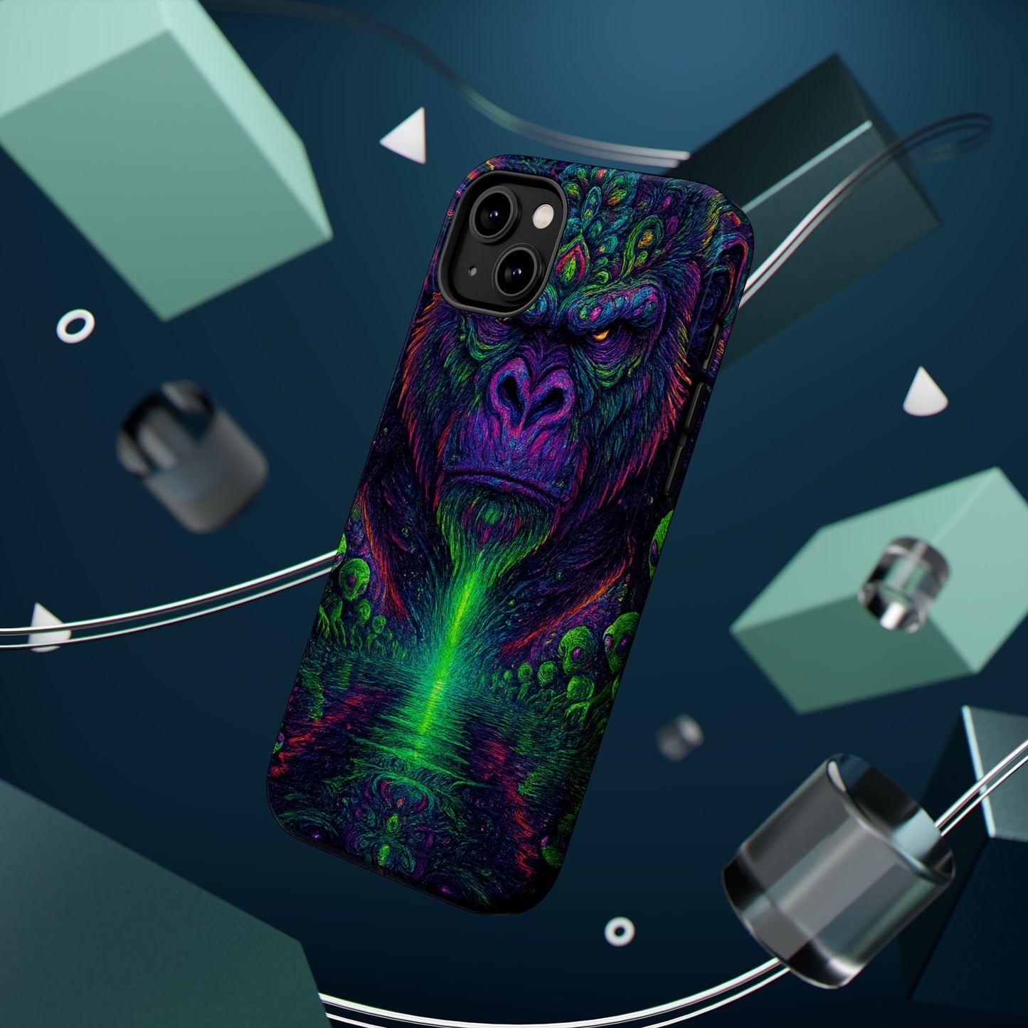 Alpha Apee By Trueiluminati Vibrant Gorilla Phone Case - Magnetic Impact-Resistant, Carry the Vibe Unique Gift for Animal Lovers, Psychedelic Design, Phone Protector, Eco-Friendly
