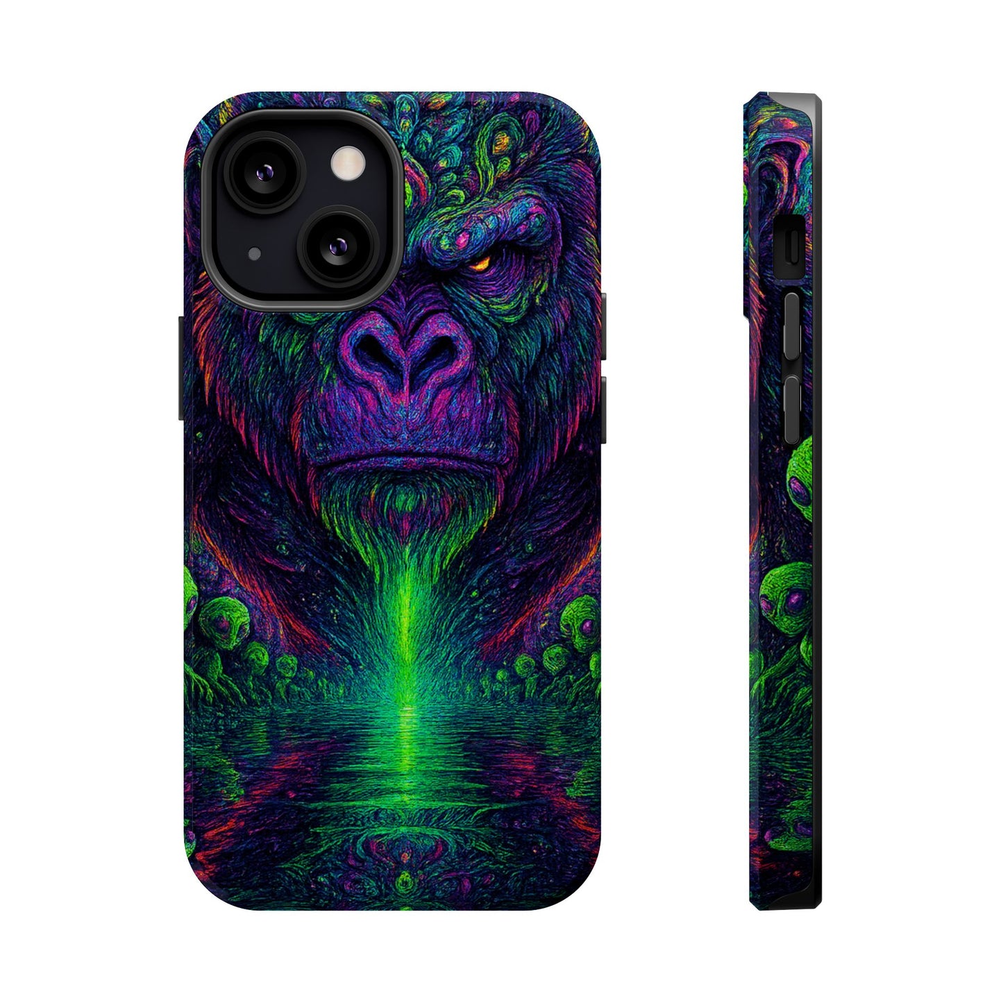 Alpha Apee By Trueiluminati Vibrant Gorilla Phone Case - Magnetic Impact-Resistant, Carry the Vibe Unique Gift for Animal Lovers, Psychedelic Design, Phone Protector, Eco-Friendly