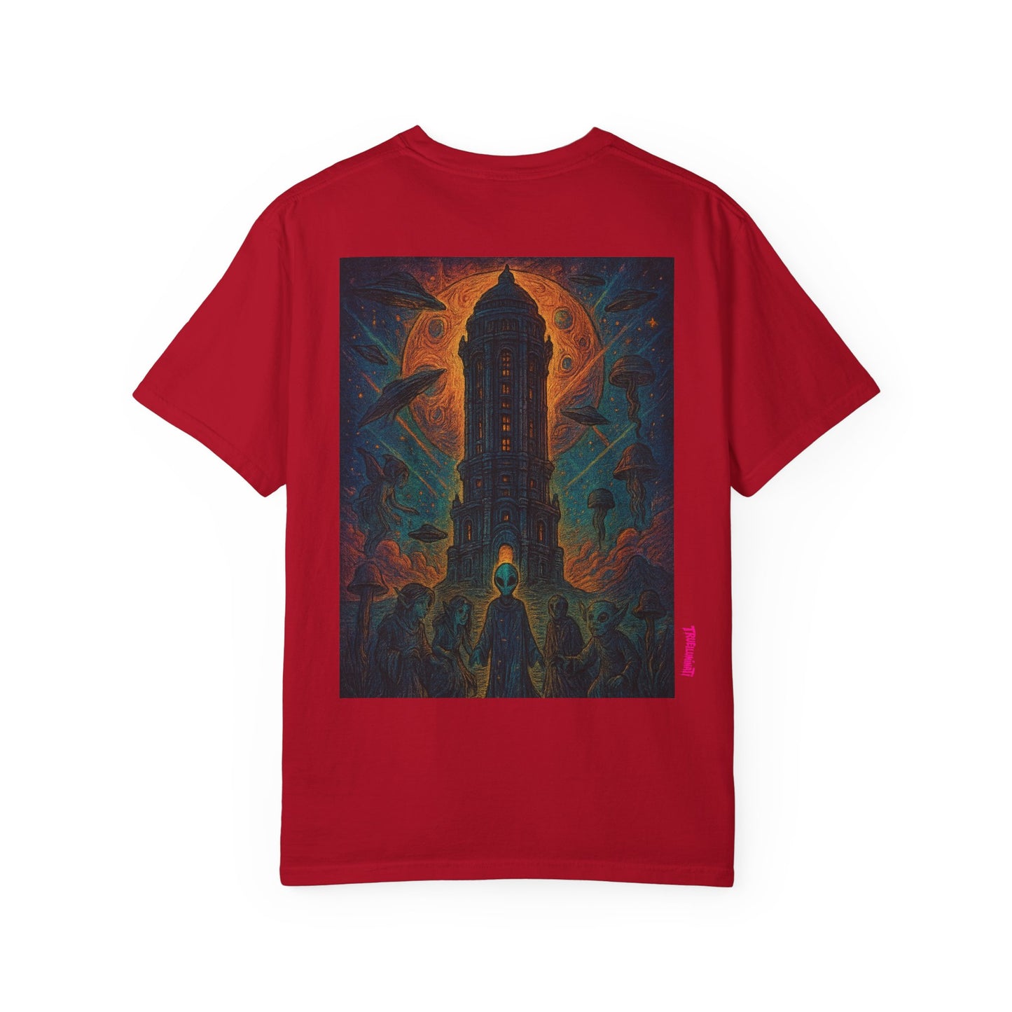 Heaven Path By Trueiluminati Garment-Dyed T-shirt Unisex Gothic Tattoo-Style Shirt – Exclusive Trueiluminati Design