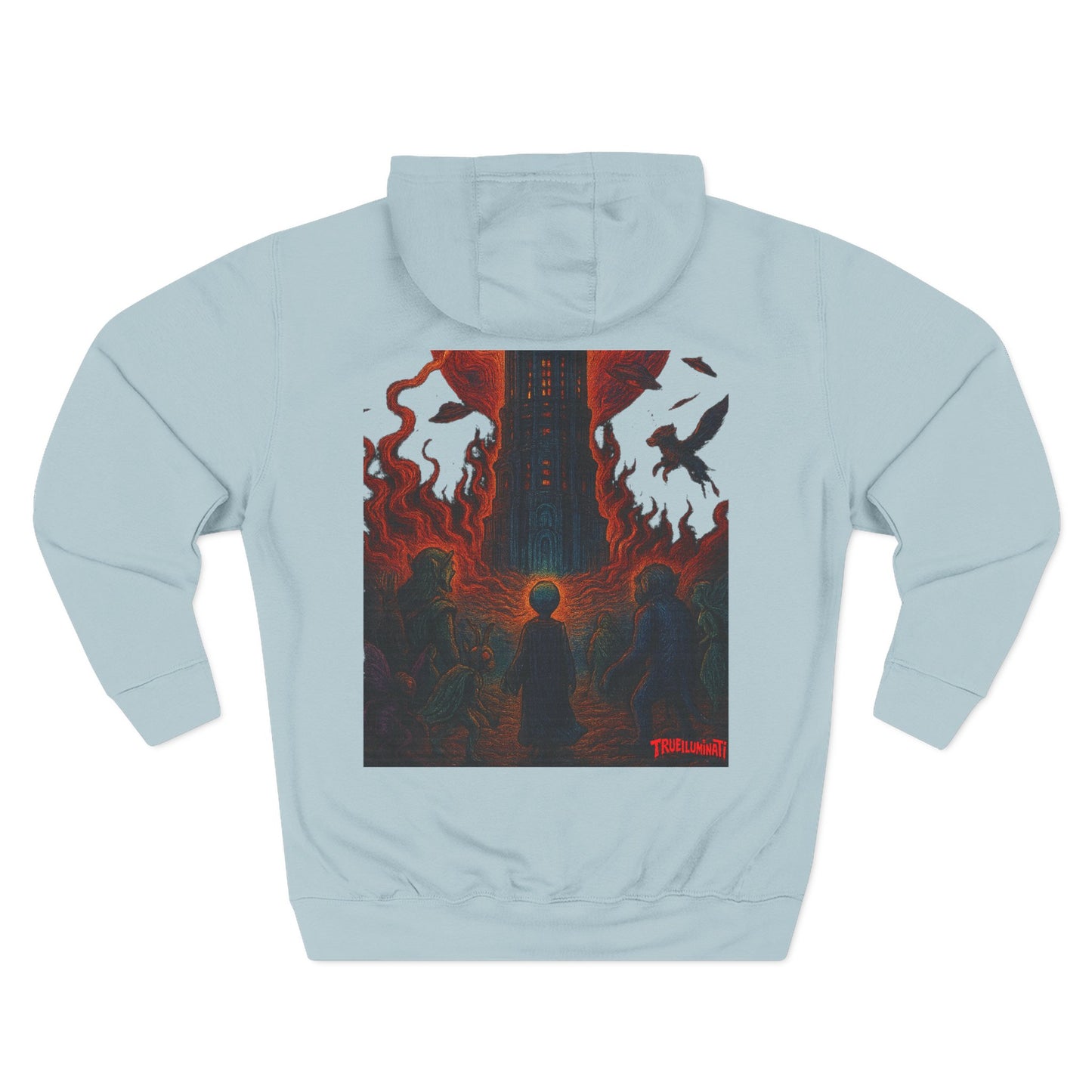 Heaven And Hell By Trueiluminati Mystical Three-Panel Fleece Hoodie - Cozy Apparel for Fans of Fantasy, Unique Gift for Holidays, Ideal for Autumn and Winter Loungewear
