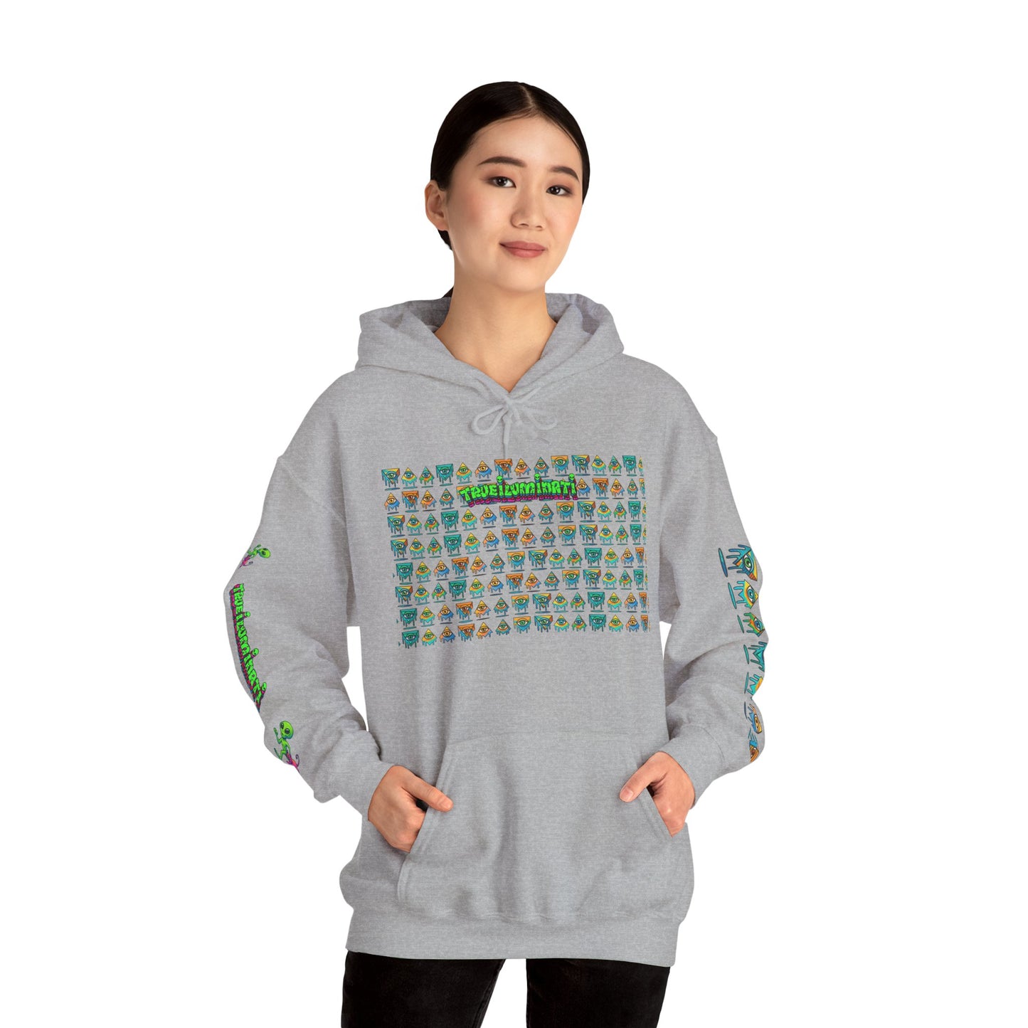 Young simbol by Trueiluminati Unisex Hoodie, Cozy Sweatshirt for Outdoor Lovers, Gift for Adventurers, Eco-Friendly Fashion, Great for Camping