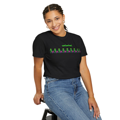 Alien-Inspired Garment-Dyed Unisex T-Shirt, Fun Graphic Tee, Casual Wear, Gift for Space Lovers, Unique Everyday T-Shirt