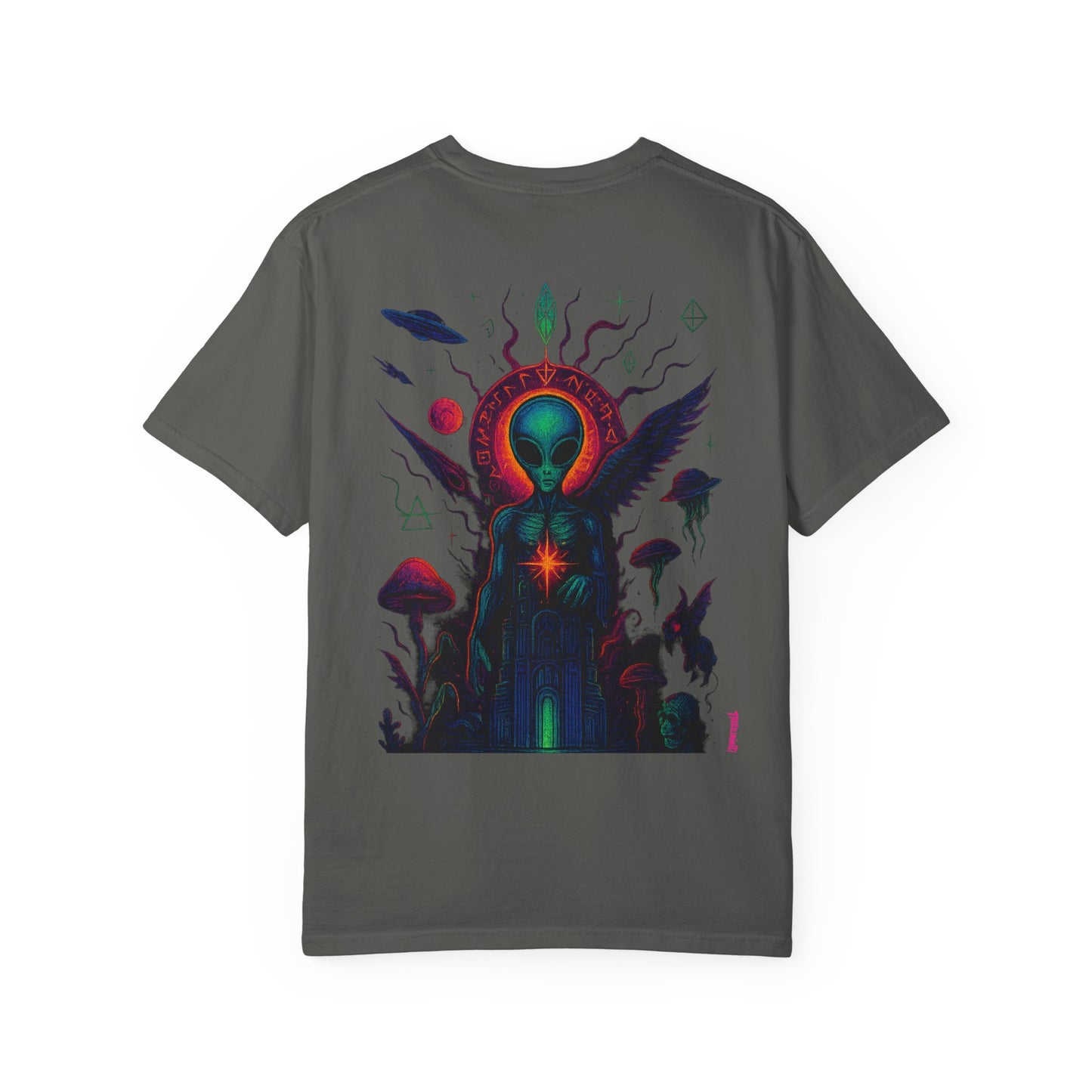 Fallen Alien by Trueiluminati Art Tee - Trippy Graphic Unisex T-shirt, Perfect for Festivals, Gifts, Alien Lovers, Casual Wear, Summer Vibes