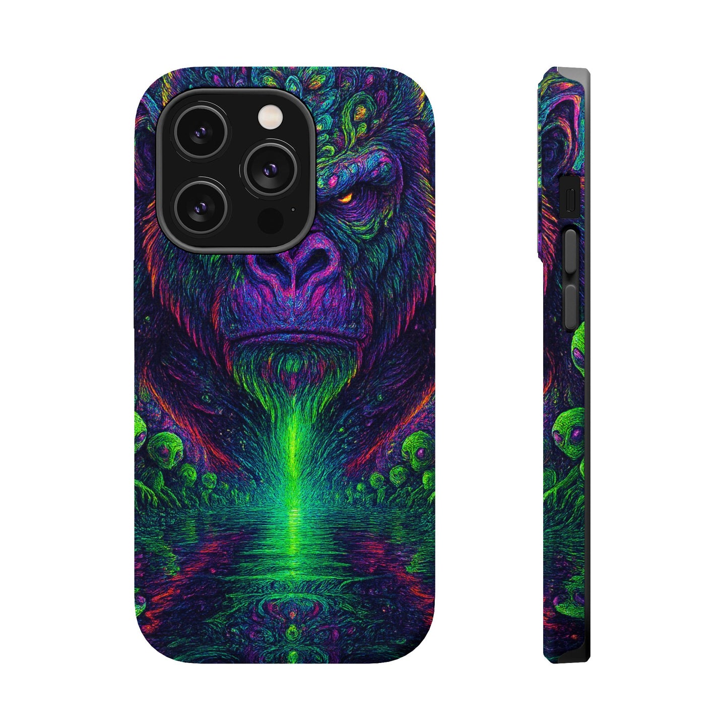 Alpha Apee By Trueiluminati Vibrant Gorilla Phone Case - Magnetic Impact-Resistant, Carry the Vibe Unique Gift for Animal Lovers, Psychedelic Design, Phone Protector, Eco-Friendly