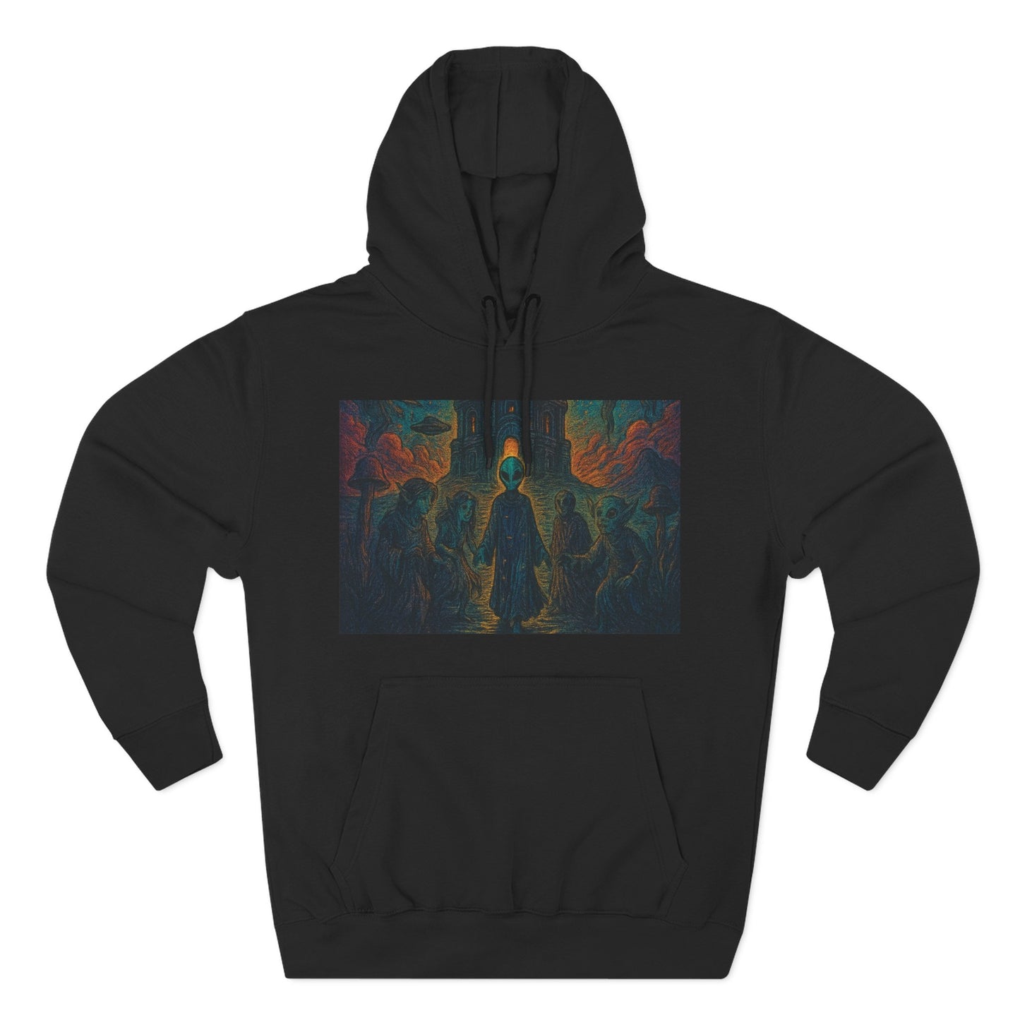 Heaven And Hell By Trueiluminati Mystical Three-Panel Fleece Hoodie - Cozy Apparel for Fans of Fantasy, Unique Gift for Holidays, Ideal for Autumn and Winter Loungewear