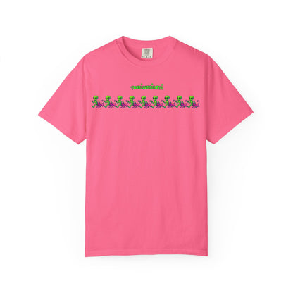 Alien-Inspired Garment-Dyed Unisex T-Shirt, Fun Graphic Tee, Casual Wear, Gift for Space Lovers, Unique Everyday T-Shirt