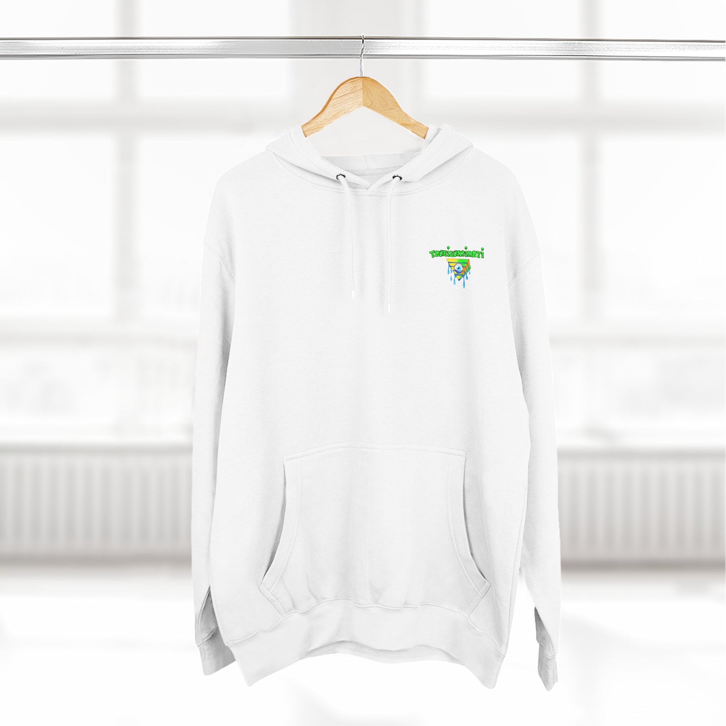Vibrant Three-Panel Fleece Hoodie, Cozy Sweatshirt for Fall, Unique Graphic Hoodie, Artistic Gift, Festival Wear Saint Death By Trueiluminati
