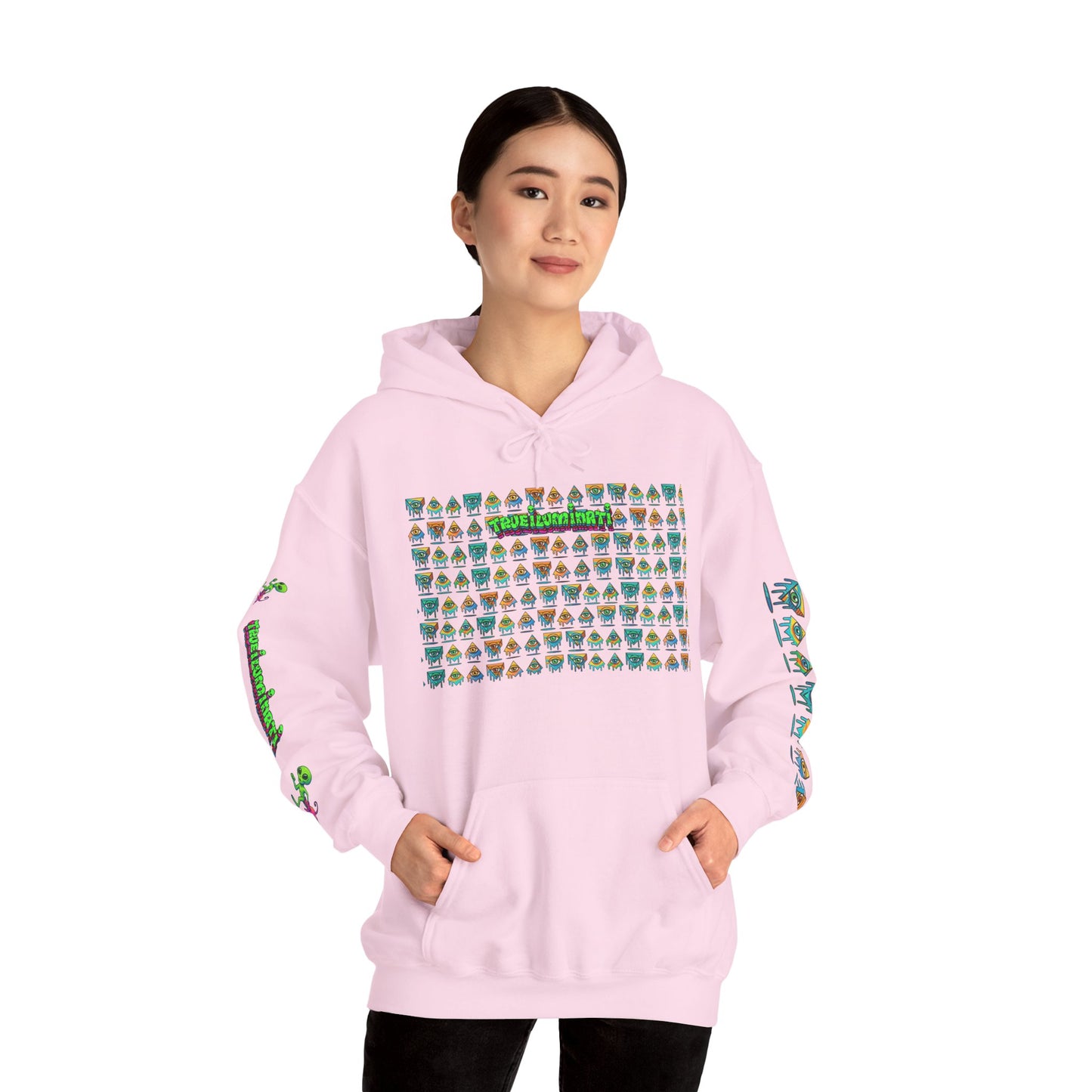 Young simbol by Trueiluminati Unisex Hoodie, Cozy Sweatshirt for Outdoor Lovers, Gift for Adventurers, Eco-Friendly Fashion, Great for Camping