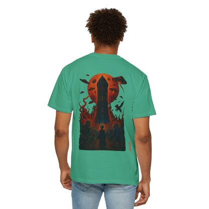 Hell Path By Trueiluminati Garment-Dyed T-shirt Unisex Gothic Tattoo-Style Shirt – Exclusive Trueiluminati Design