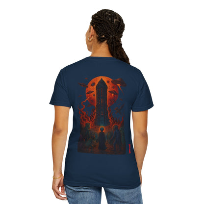 Hell Path By Trueiluminati Garment-Dyed T-shirt Unisex Gothic Tattoo-Style Shirt – Exclusive Trueiluminati Design