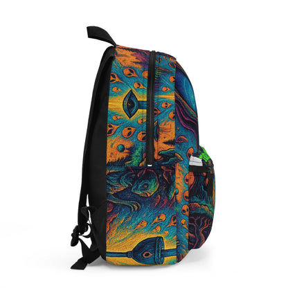 Psychedelic Alien Skull Backpack – Neon Cosmic Art School Bag