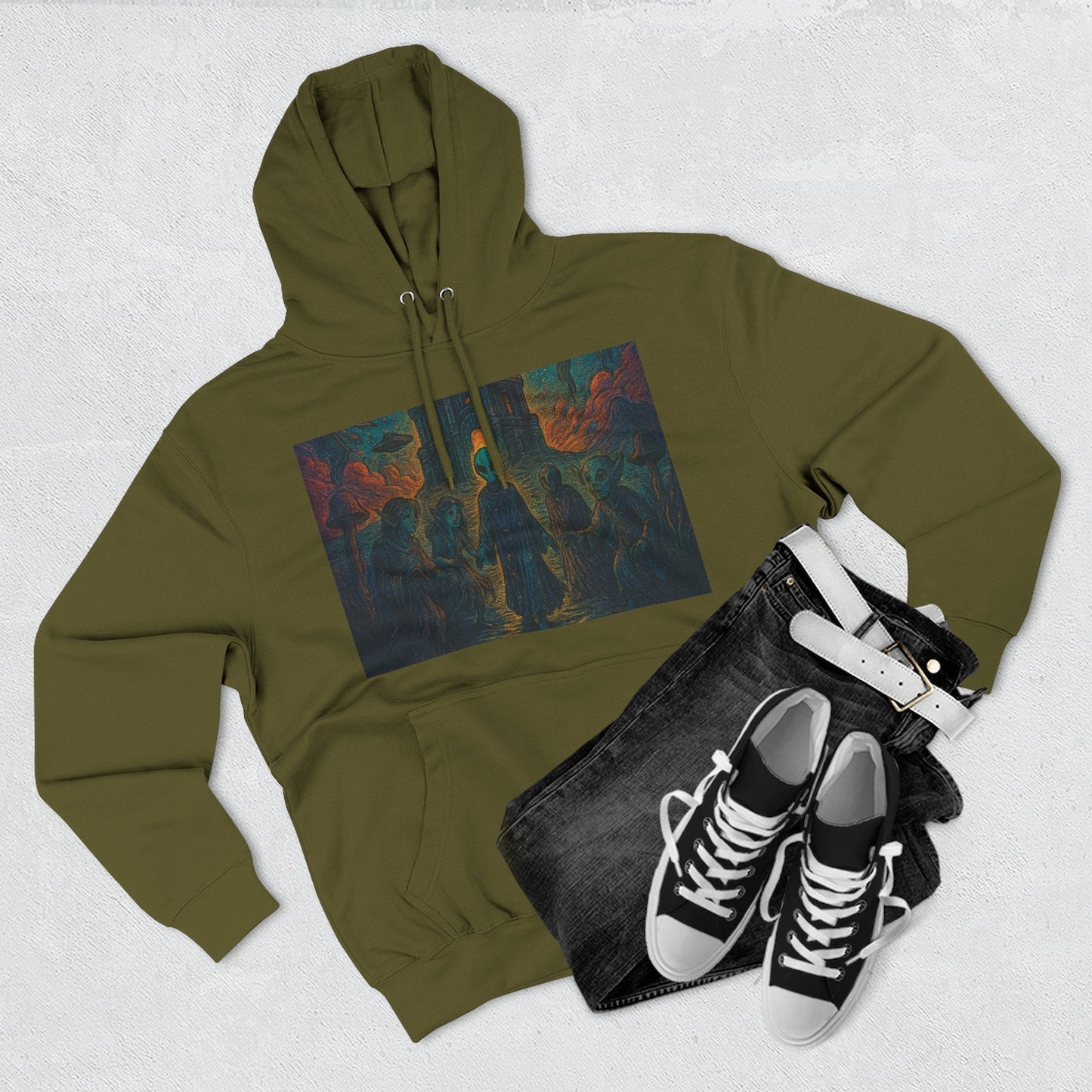 Heaven And Hell By Trueiluminati Mystical Three-Panel Fleece Hoodie - Cozy Apparel for Fans of Fantasy, Unique Gift for Holidays, Ideal for Autumn and Winter Loungewear