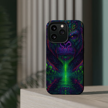 Alpha Apee By Trueiluminati Vibrant Gorilla Phone Case - Magnetic Impact-Resistant, Carry the Vibe Unique Gift for Animal Lovers, Psychedelic Design, Phone Protector, Eco-Friendly