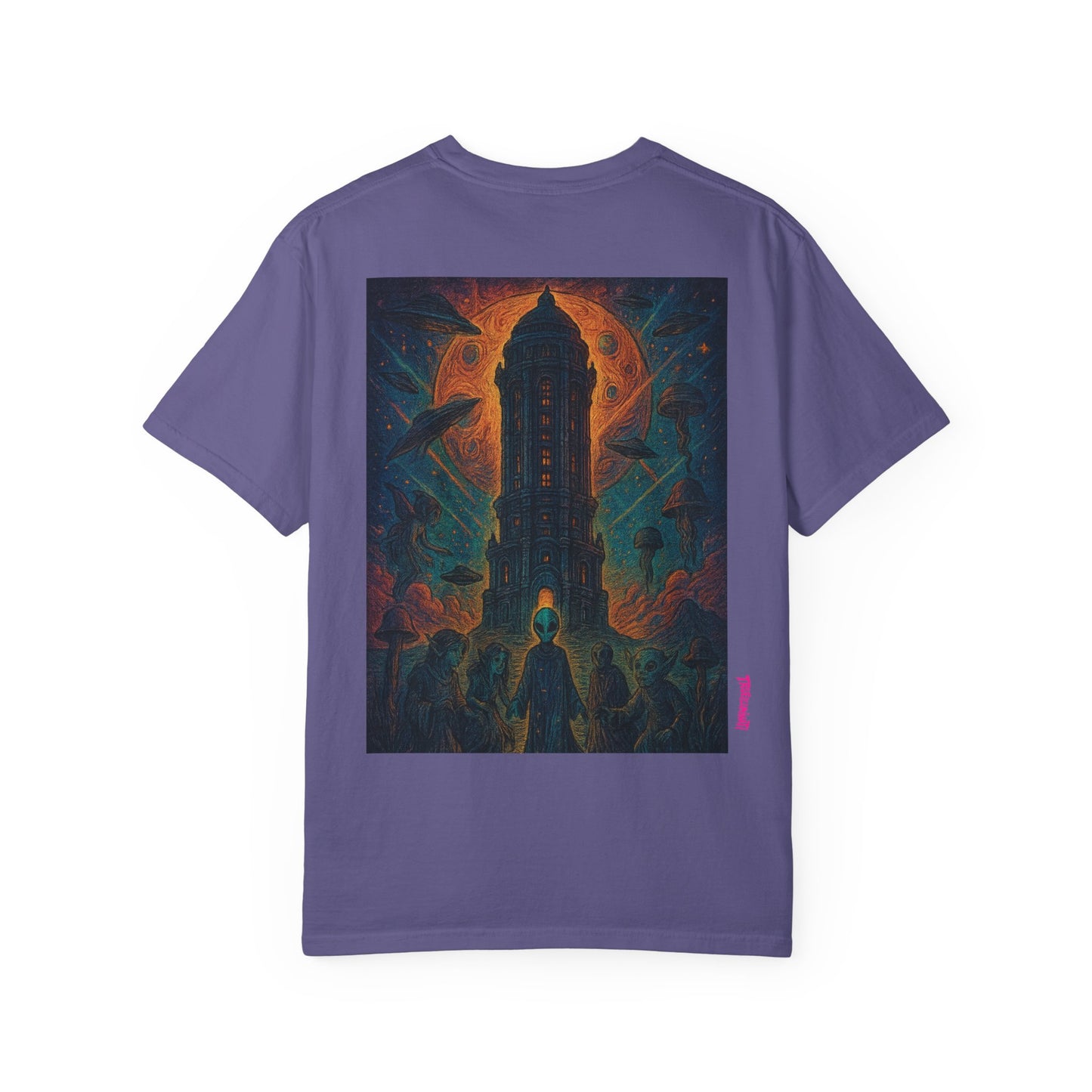 Heaven Path By Trueiluminati Garment-Dyed T-shirt Unisex Gothic Tattoo-Style Shirt – Exclusive Trueiluminati Design
