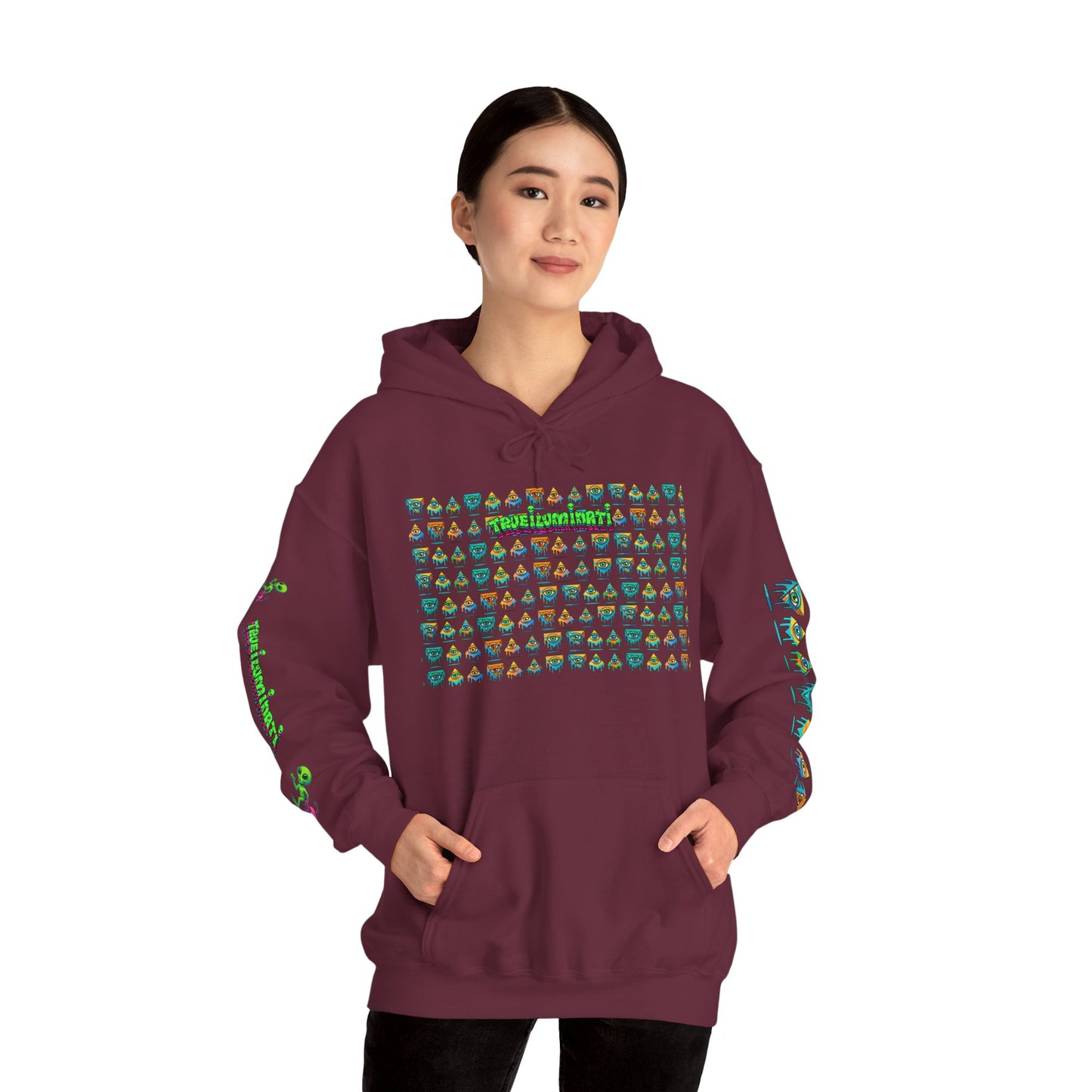 Young simbol by Trueiluminati Unisex Hoodie, Cozy Sweatshirt for Outdoor Lovers, Gift for Adventurers, Eco-Friendly Fashion, Great for Camping
