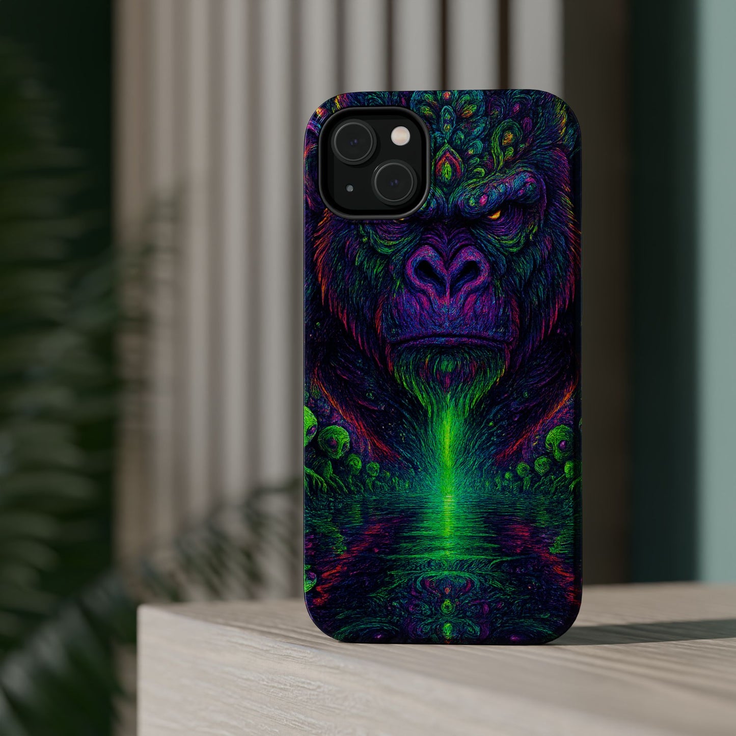 Alpha Apee By Trueiluminati Vibrant Gorilla Phone Case - Magnetic Impact-Resistant, Carry the Vibe Unique Gift for Animal Lovers, Psychedelic Design, Phone Protector, Eco-Friendly