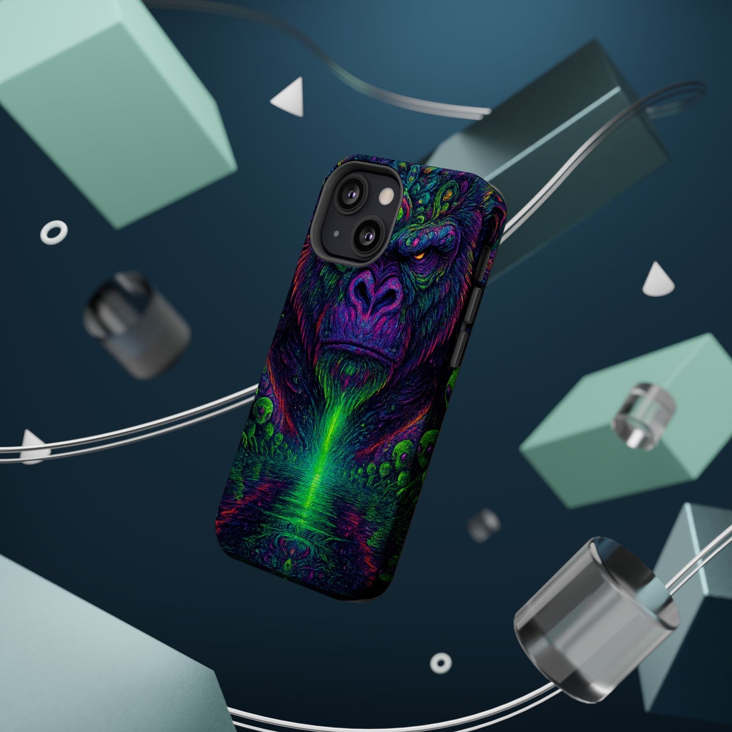 Alpha Apee By Trueiluminati Vibrant Gorilla Phone Case - Magnetic Impact-Resistant, Carry the Vibe Unique Gift for Animal Lovers, Psychedelic Design, Phone Protector, Eco-Friendly