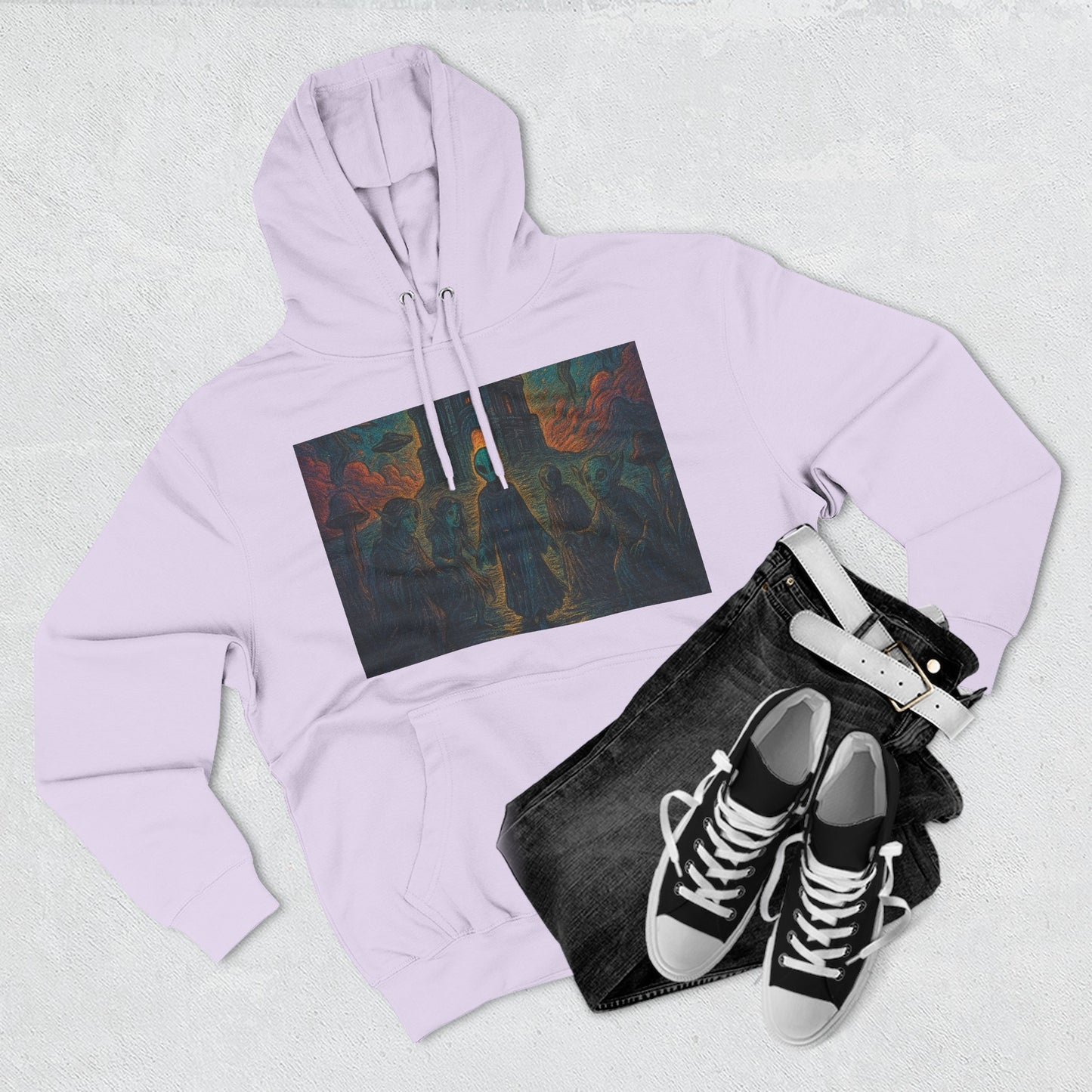 Heaven And Hell By Trueiluminati Mystical Three-Panel Fleece Hoodie - Cozy Apparel for Fans of Fantasy, Unique Gift for Holidays, Ideal for Autumn and Winter Loungewear