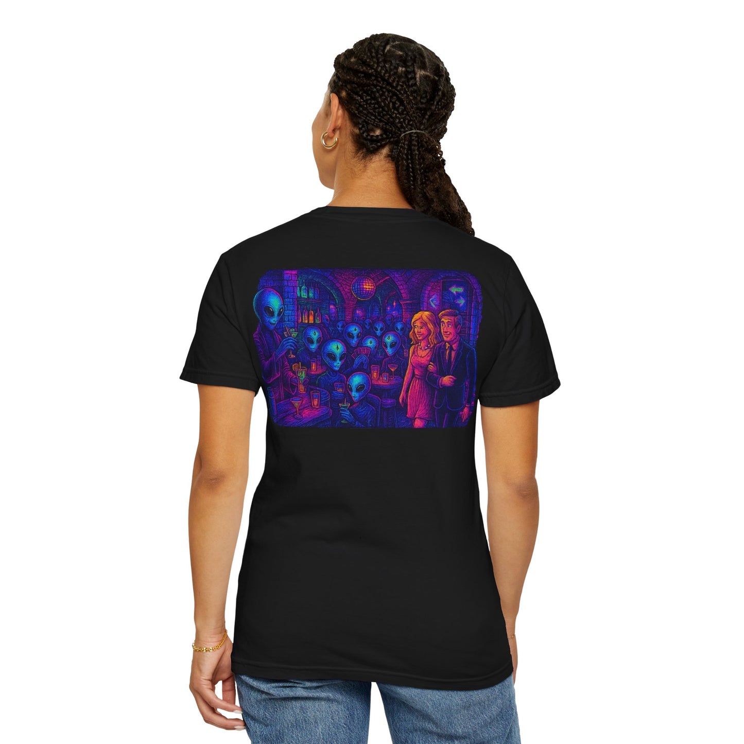 New  Disco Club By Trueiluminati Unisex T-shirt with Alien Love Design, Fun Graphic Tee, Casual Wear, Gift for Friends, Unique Party Shirt, Statement Top
