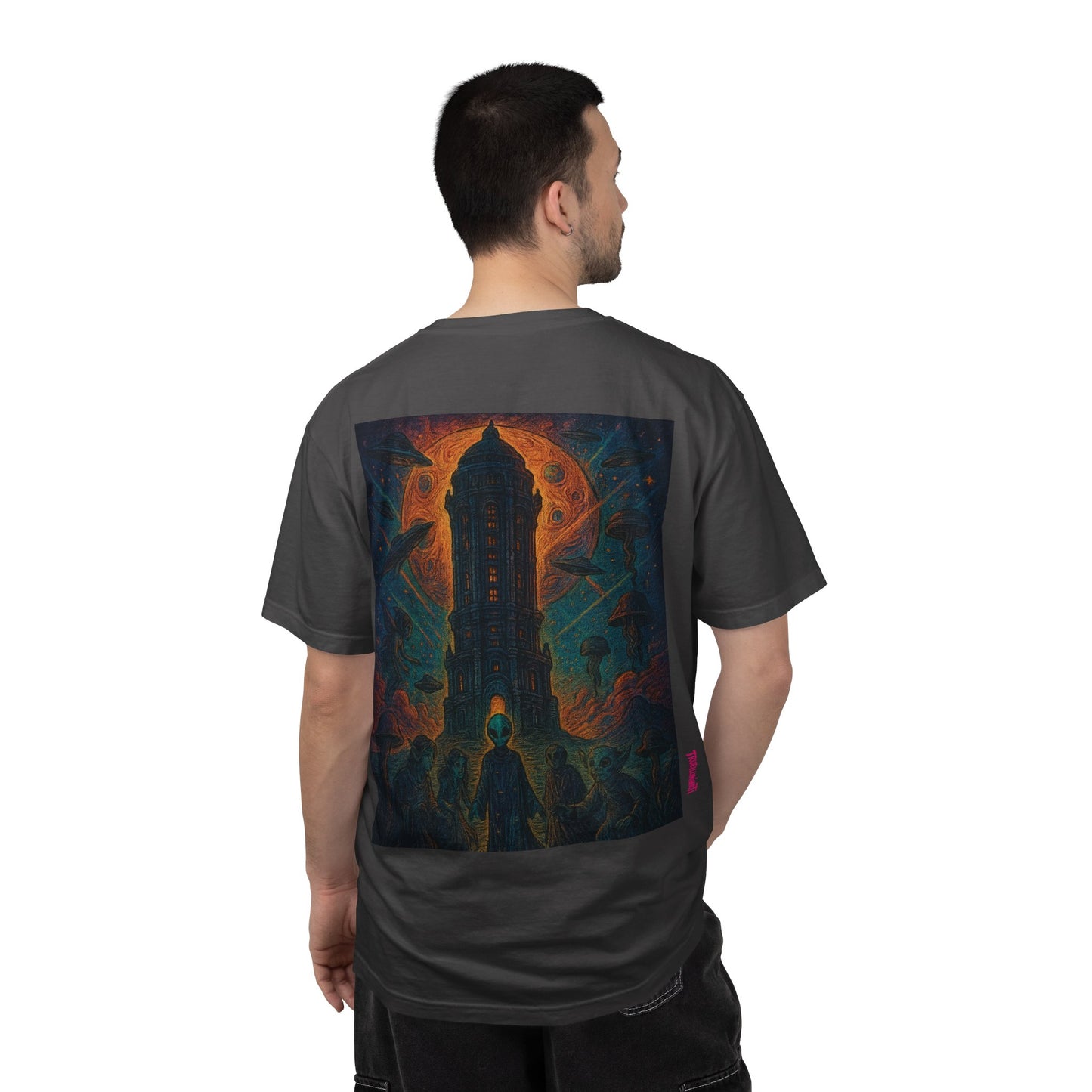 Heaven Path By Trueiluminati Garment-Dyed T-shirt Unisex Gothic Tattoo-Style Shirt – Exclusive Trueiluminati Design