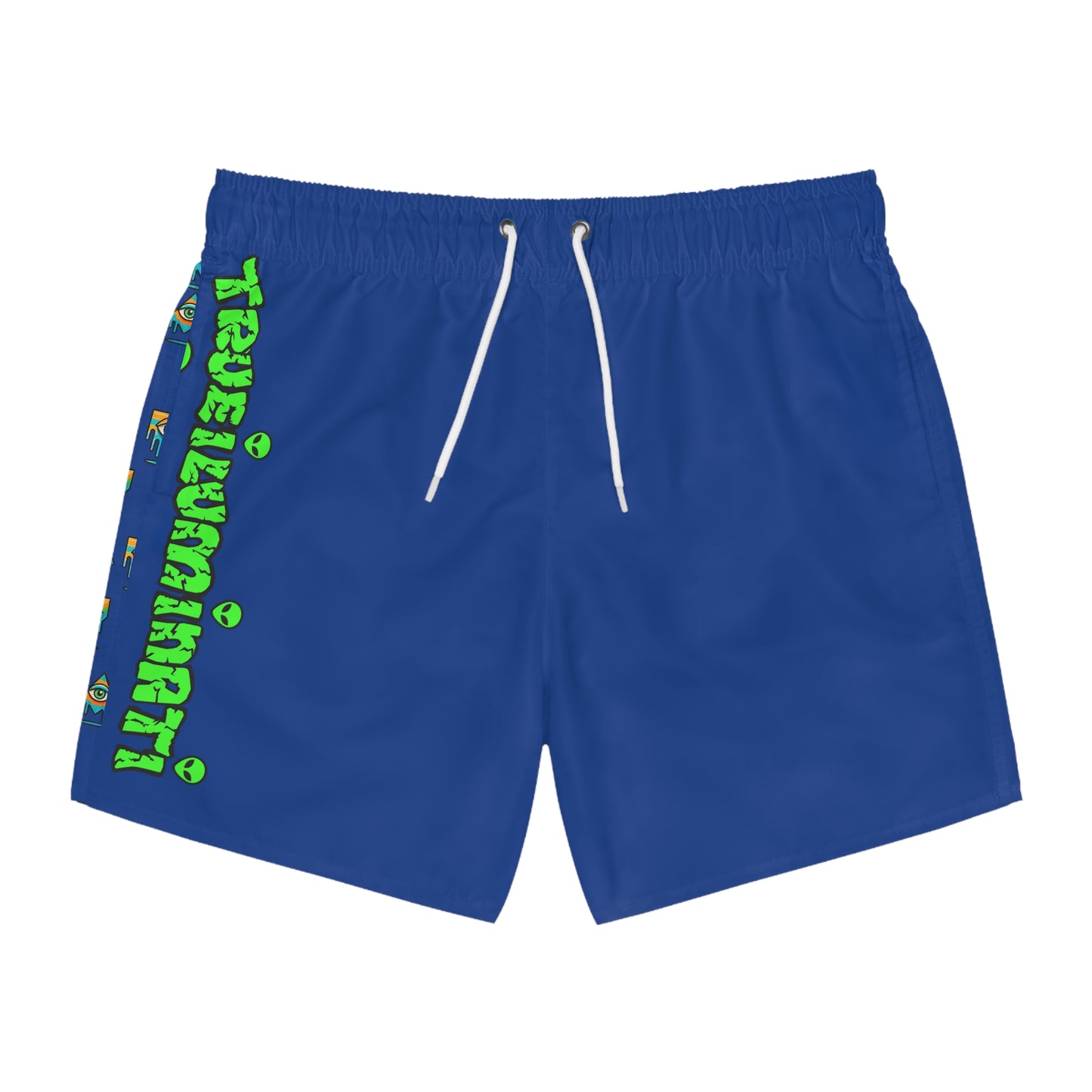Eyes For Beach By Trueiluminati Swim Trunks -Blue- | Trueiluminati Swim Shorts – Cosmic Flow, Endless Vibes Summer Beachwear, Pool Party Swimwear, Vacation Essential, Surf Shorts, Fun Design, Relaxed...