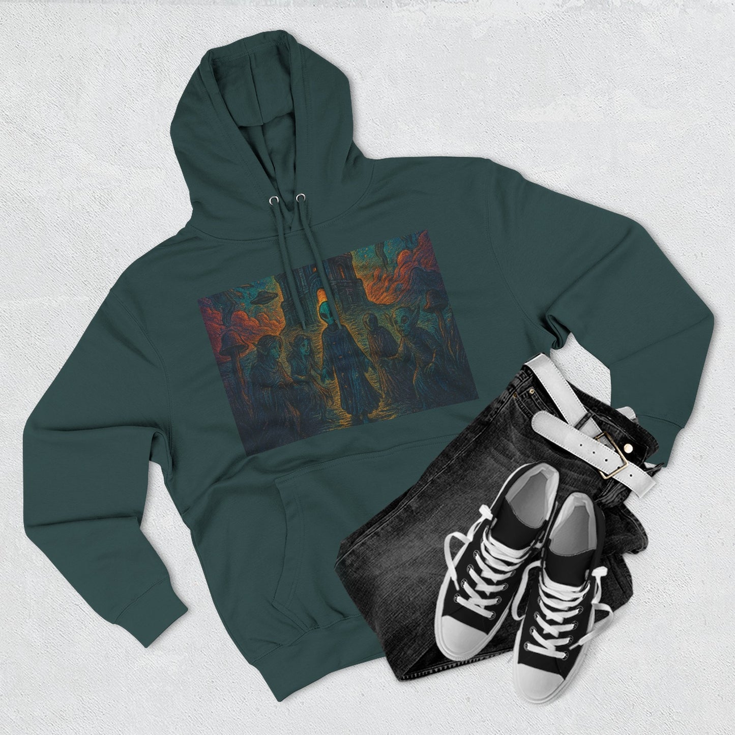Heaven And Hell By Trueiluminati Mystical Three-Panel Fleece Hoodie - Cozy Apparel for Fans of Fantasy, Unique Gift for Holidays, Ideal for Autumn and Winter Loungewear