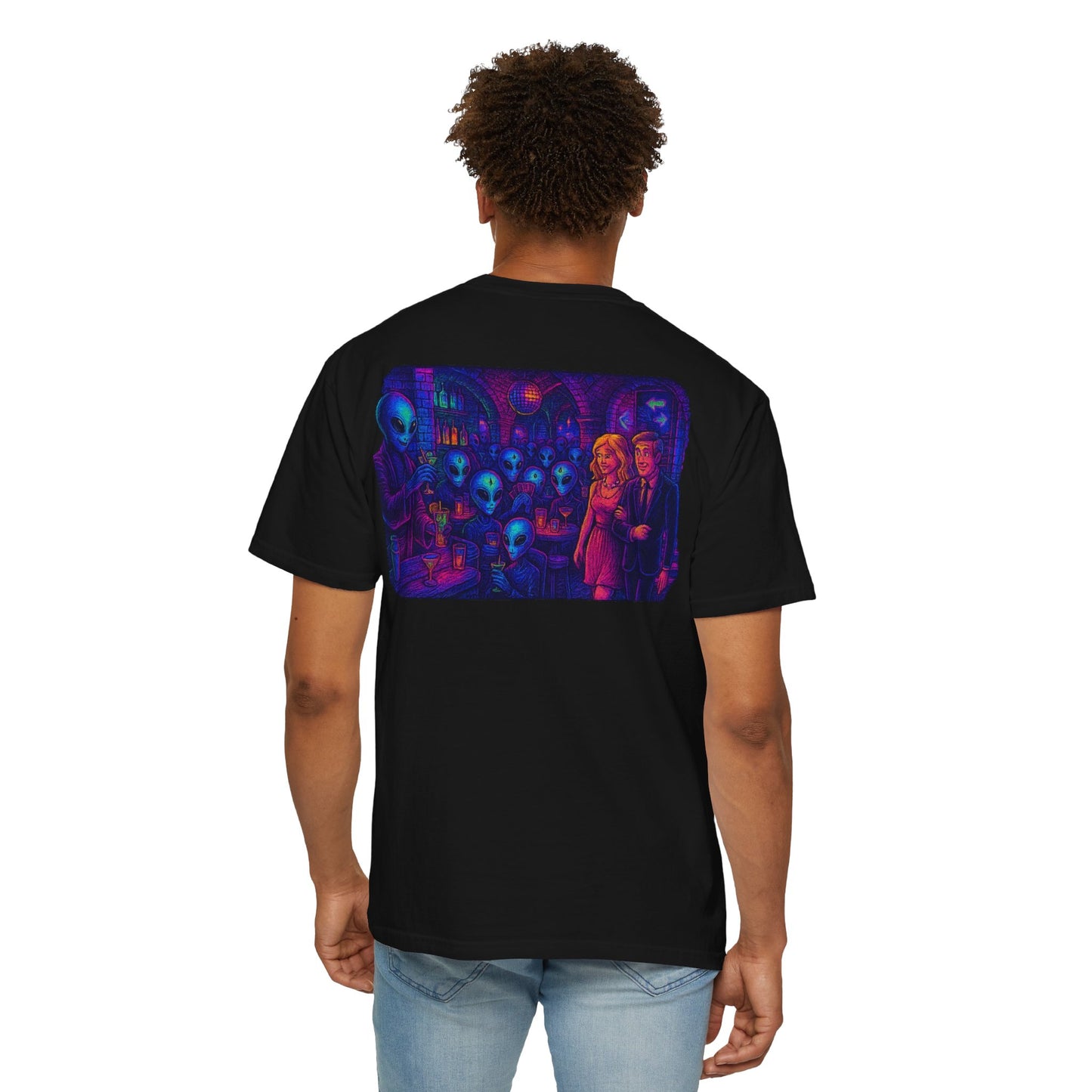 New  Disco Club By Trueiluminati Unisex T-shirt with Alien Love Design, Fun Graphic Tee, Casual Wear, Gift for Friends, Unique Party Shirt, Statement Top