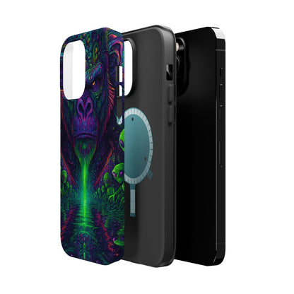 Alpha Apee By Trueiluminati Vibrant Gorilla Phone Case - Magnetic Impact-Resistant, Carry the Vibe Unique Gift for Animal Lovers, Psychedelic Design, Phone Protector, Eco-Friendly