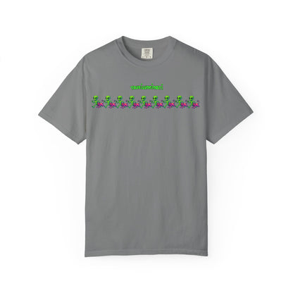 Alien-Inspired Garment-Dyed Unisex T-Shirt, Fun Graphic Tee, Casual Wear, Gift for Space Lovers, Unique Everyday T-Shirt