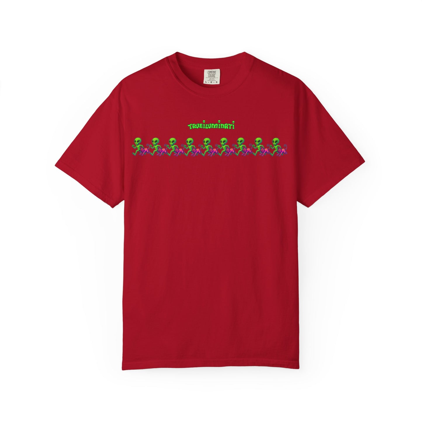 Alien-Inspired Garment-Dyed Unisex T-Shirt, Fun Graphic Tee, Casual Wear, Gift for Space Lovers, Unique Everyday T-Shirt