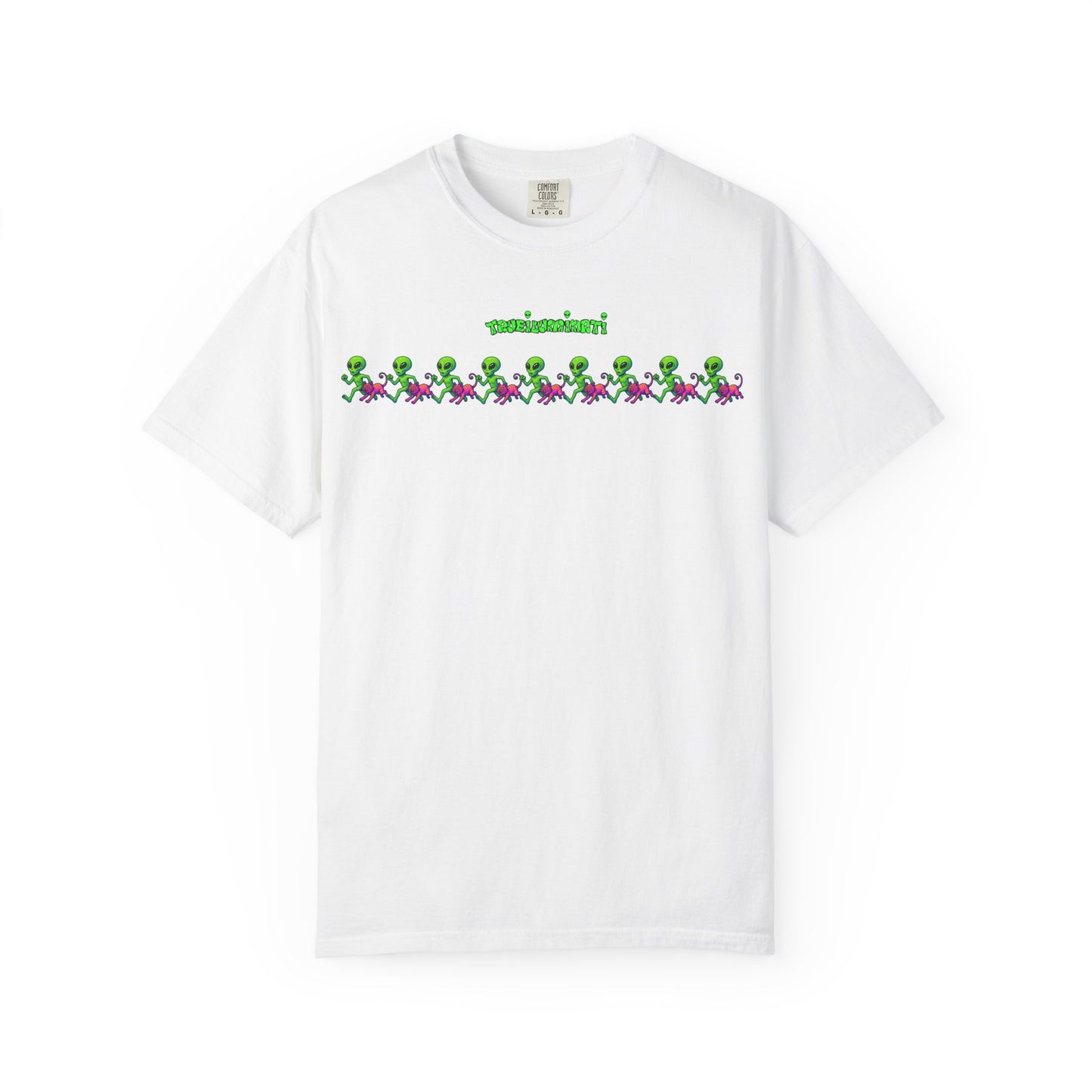 Alien-Inspired Garment-Dyed Unisex T-Shirt, Fun Graphic Tee, Casual Wear, Gift for Space Lovers, Unique Everyday T-Shirt