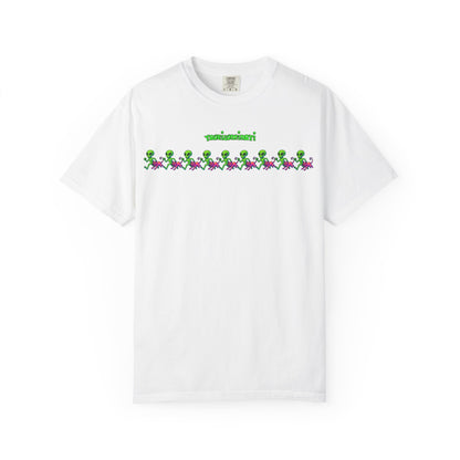 Alien-Inspired Garment-Dyed Unisex T-Shirt, Fun Graphic Tee, Casual Wear, Gift for Space Lovers, Unique Everyday T-Shirt
