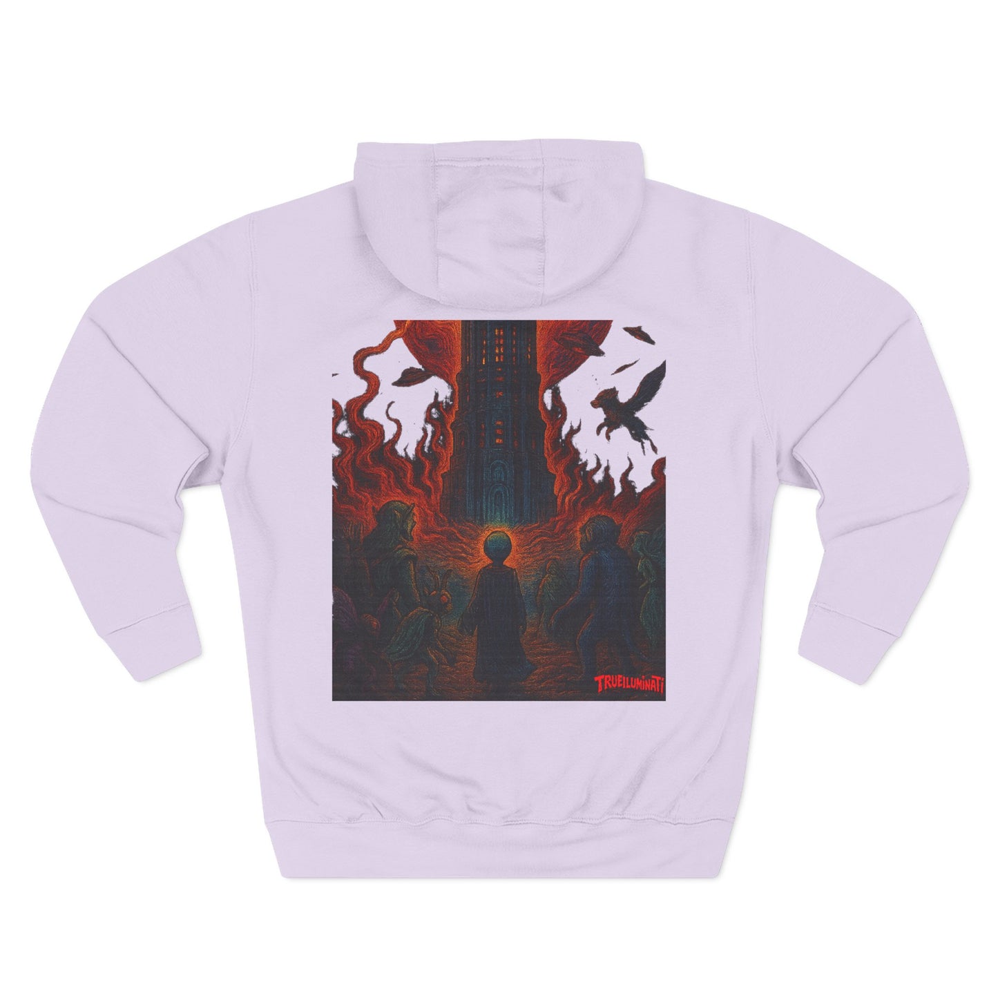 Heaven And Hell By Trueiluminati Mystical Three-Panel Fleece Hoodie - Cozy Apparel for Fans of Fantasy, Unique Gift for Holidays, Ideal for Autumn and Winter Loungewear