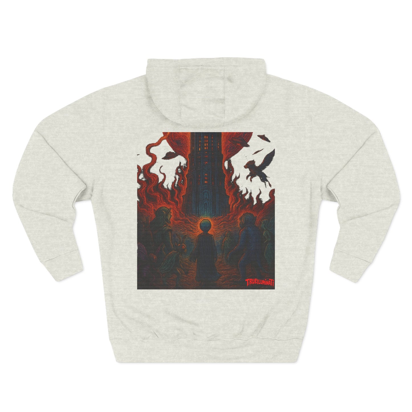 Heaven And Hell By Trueiluminati Mystical Three-Panel Fleece Hoodie - Cozy Apparel for Fans of Fantasy, Unique Gift for Holidays, Ideal for Autumn and Winter Loungewear