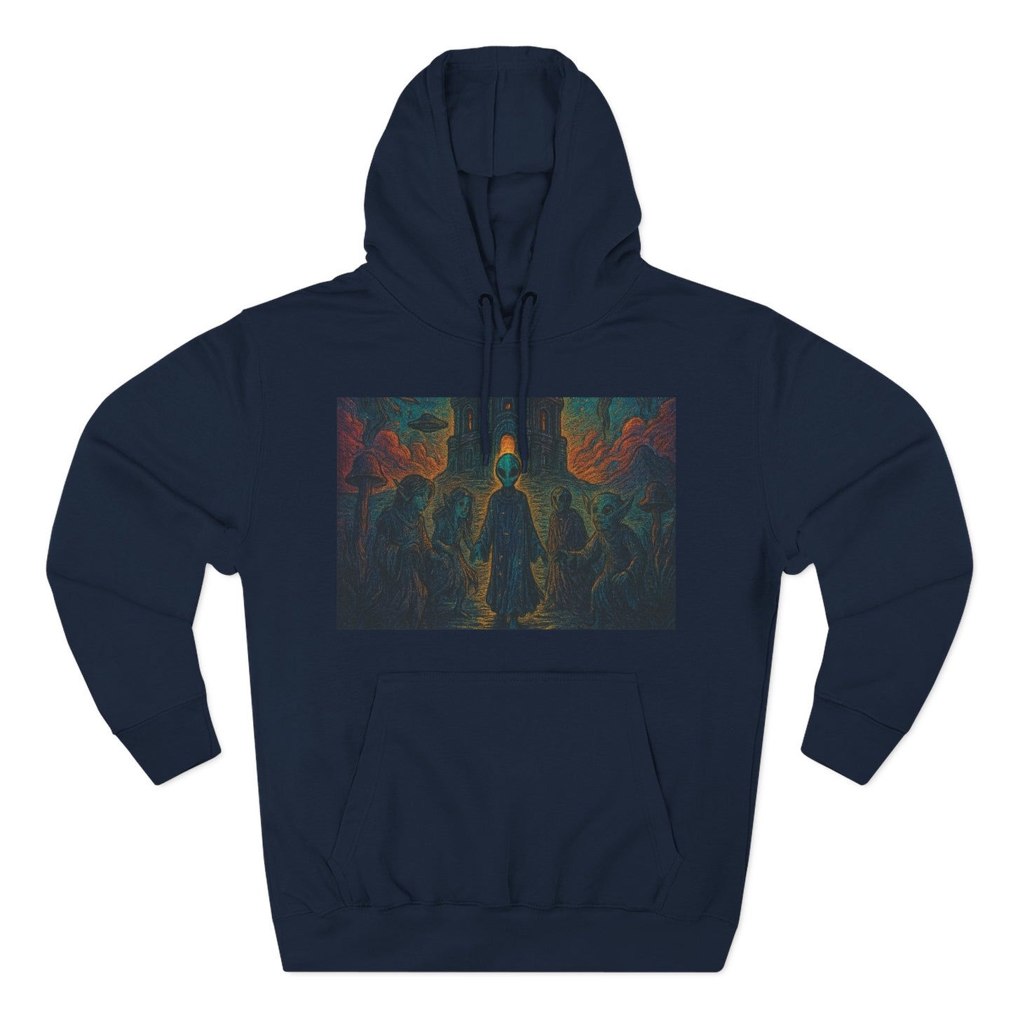Heaven And Hell By Trueiluminati Mystical Three-Panel Fleece Hoodie - Cozy Apparel for Fans of Fantasy, Unique Gift for Holidays, Ideal for Autumn and Winter Loungewear