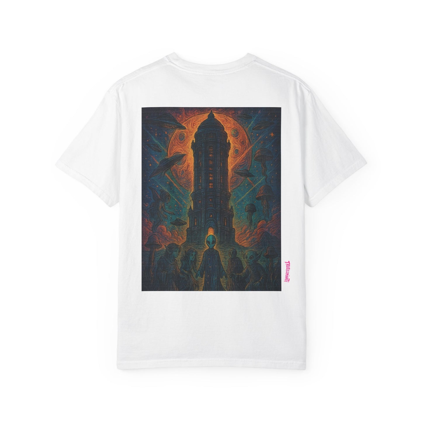 Heaven Path By Trueiluminati Garment-Dyed T-shirt Unisex Gothic Tattoo-Style Shirt – Exclusive Trueiluminati Design