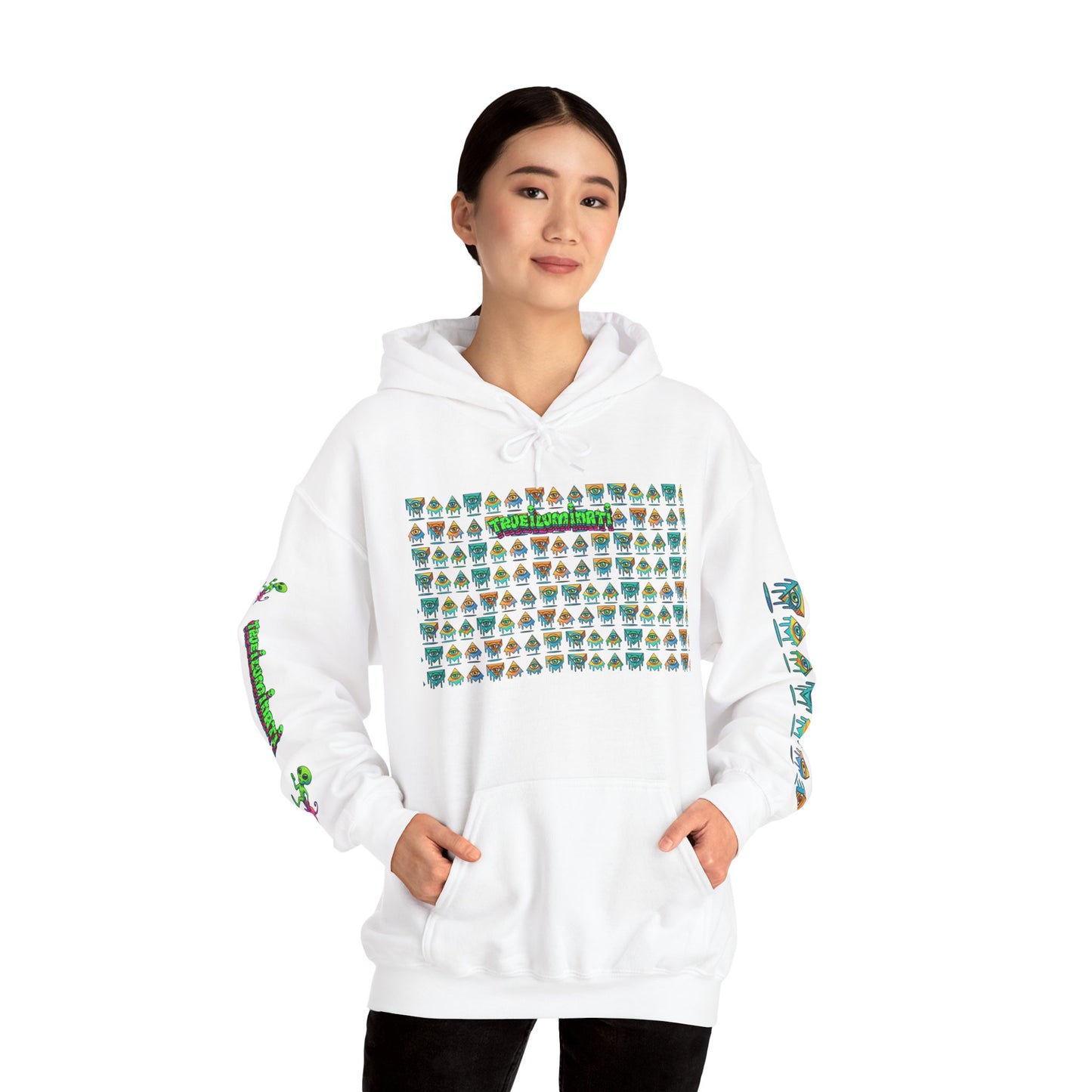 Young simbol by Trueiluminati Unisex Hoodie, Cozy Sweatshirt for Outdoor Lovers, Gift for Adventurers, Eco-Friendly Fashion, Great for Camping