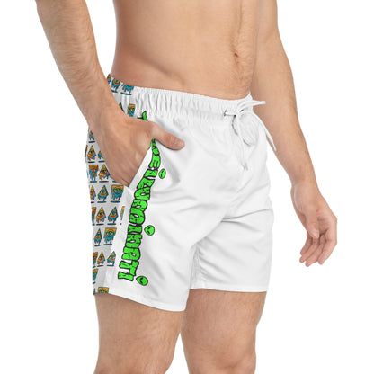 Eyes For Beach By Trueiluminati Swim Trunks -White- | Trueiluminati Swim Shorts – Cosmic Flow, Endless Vibes Summer Beachwear, Pool Party Swimwear, Vacation Essential, Surf Shorts, Fun Design, Relaxed...