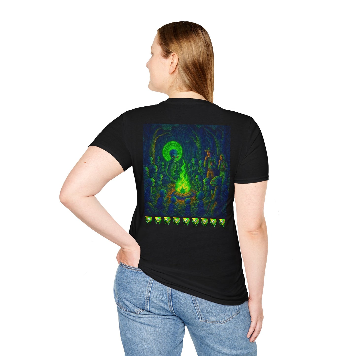 Forest At Night By Trueiluminati Mystical Gathering Unisex T-Shirt | Chill Vibes, Perfect for Festivals, Summer Nights, Gift for Friends, Unique Graphic Tee
