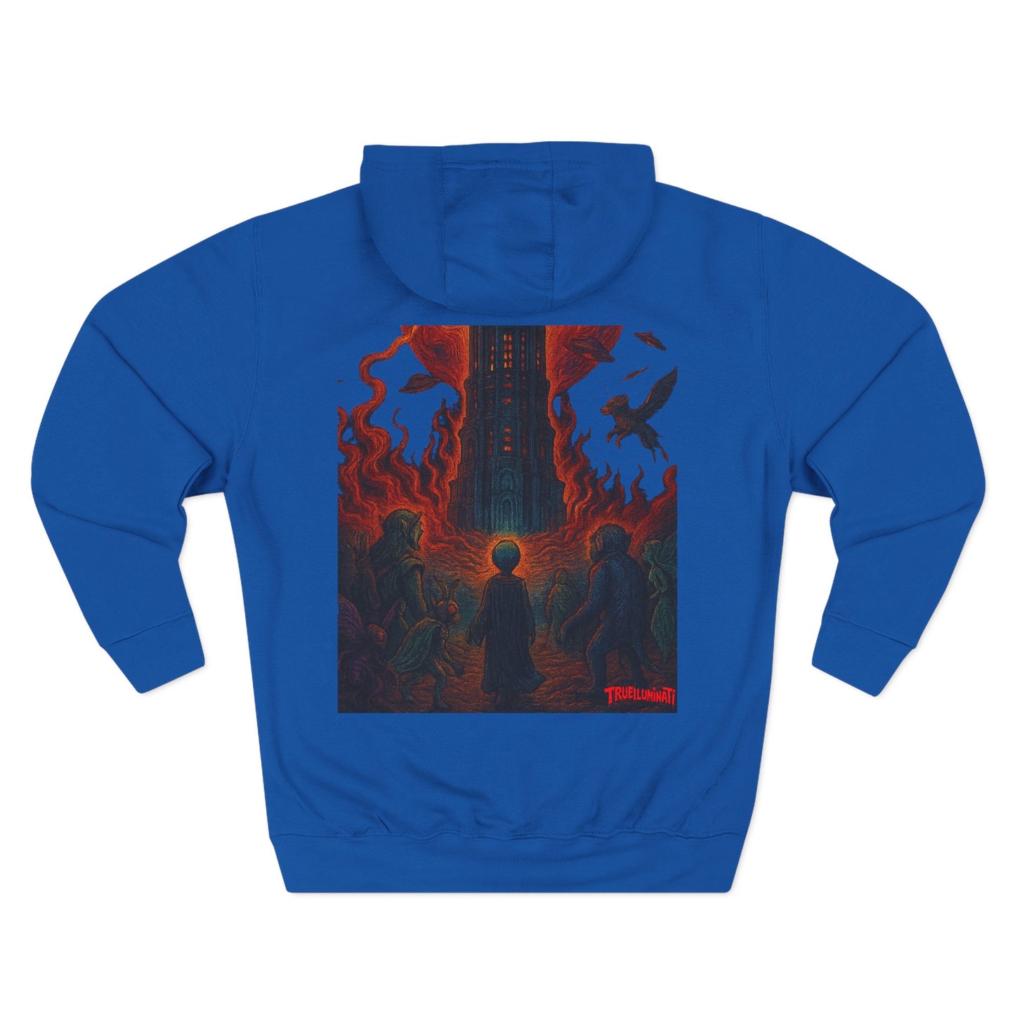 Heaven And Hell By Trueiluminati Mystical Three-Panel Fleece Hoodie - Cozy Apparel for Fans of Fantasy, Unique Gift for Holidays, Ideal for Autumn and Winter Loungewear