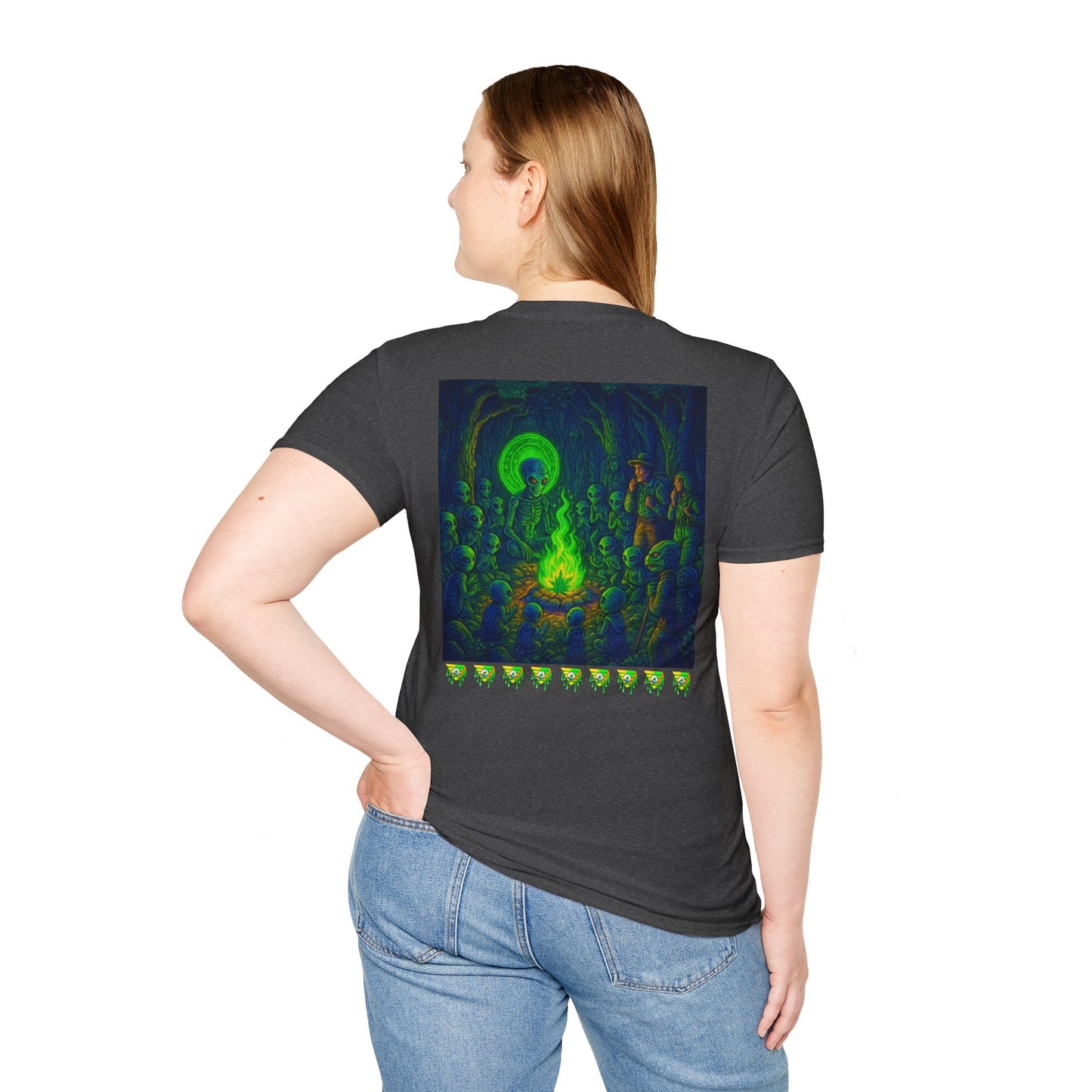 Forest At Night By Trueiluminati Mystical Gathering Unisex T-Shirt | Chill Vibes, Perfect for Festivals, Summer Nights, Gift for Friends, Unique Graphic Tee