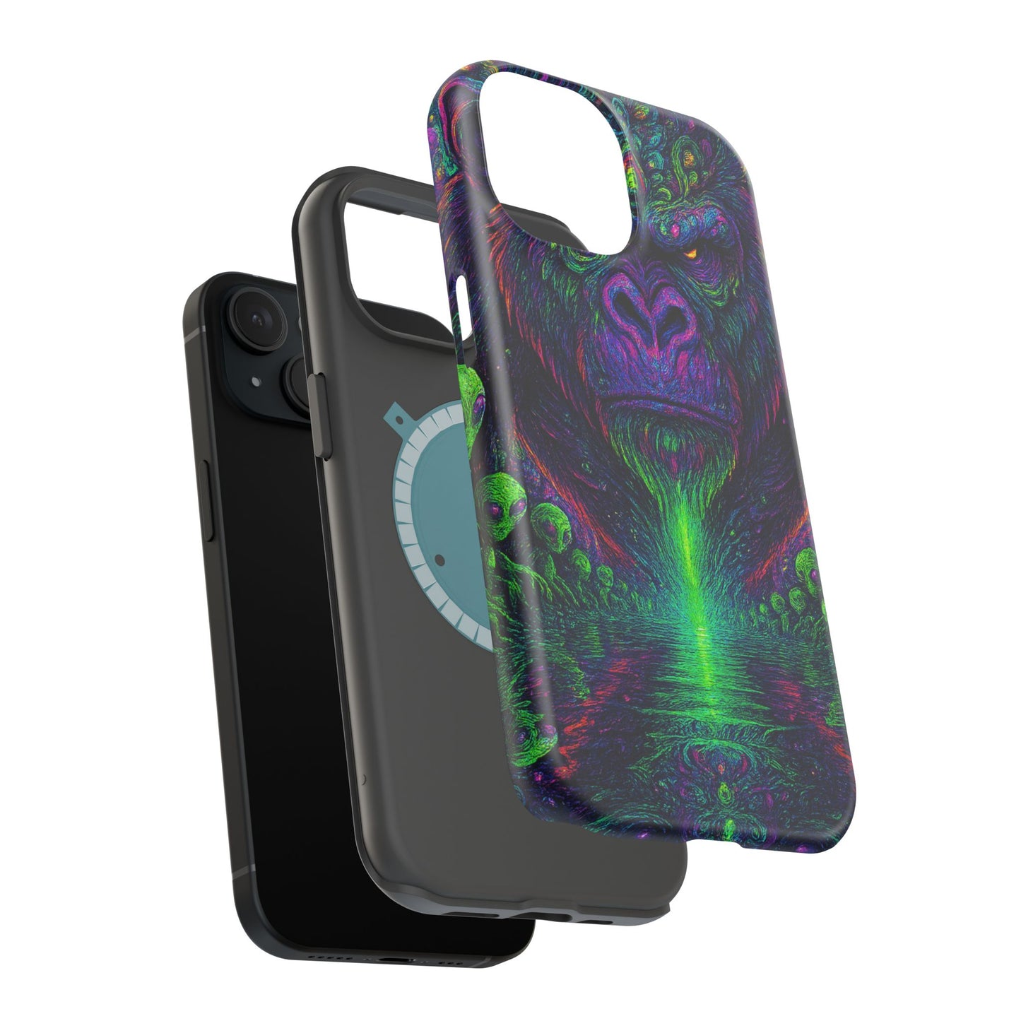 Alpha Apee By Trueiluminati Vibrant Gorilla Phone Case - Magnetic Impact-Resistant, Carry the Vibe Unique Gift for Animal Lovers, Psychedelic Design, Phone Protector, Eco-Friendly