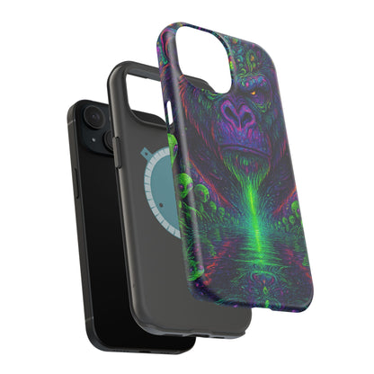 Alpha Apee By Trueiluminati Vibrant Gorilla Phone Case - Magnetic Impact-Resistant, Carry the Vibe Unique Gift for Animal Lovers, Psychedelic Design, Phone Protector, Eco-Friendly