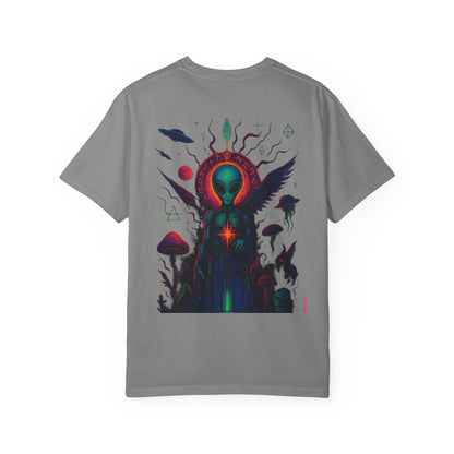 Fallen Alien by Trueiluminati Art Tee - Trippy Graphic Unisex T-shirt, Perfect for Festivals, Gifts, Alien Lovers, Casual Wear, Summer Vibes