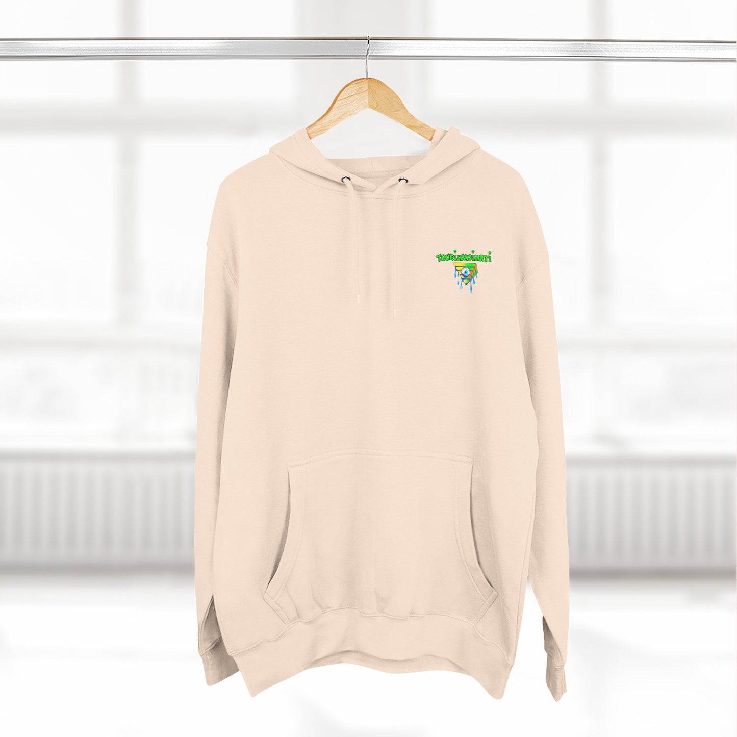 Vibrant Three-Panel Fleece Hoodie, Cozy Sweatshirt for Fall, Unique Graphic Hoodie, Artistic Gift, Festival Wear Saint Death By Trueiluminati