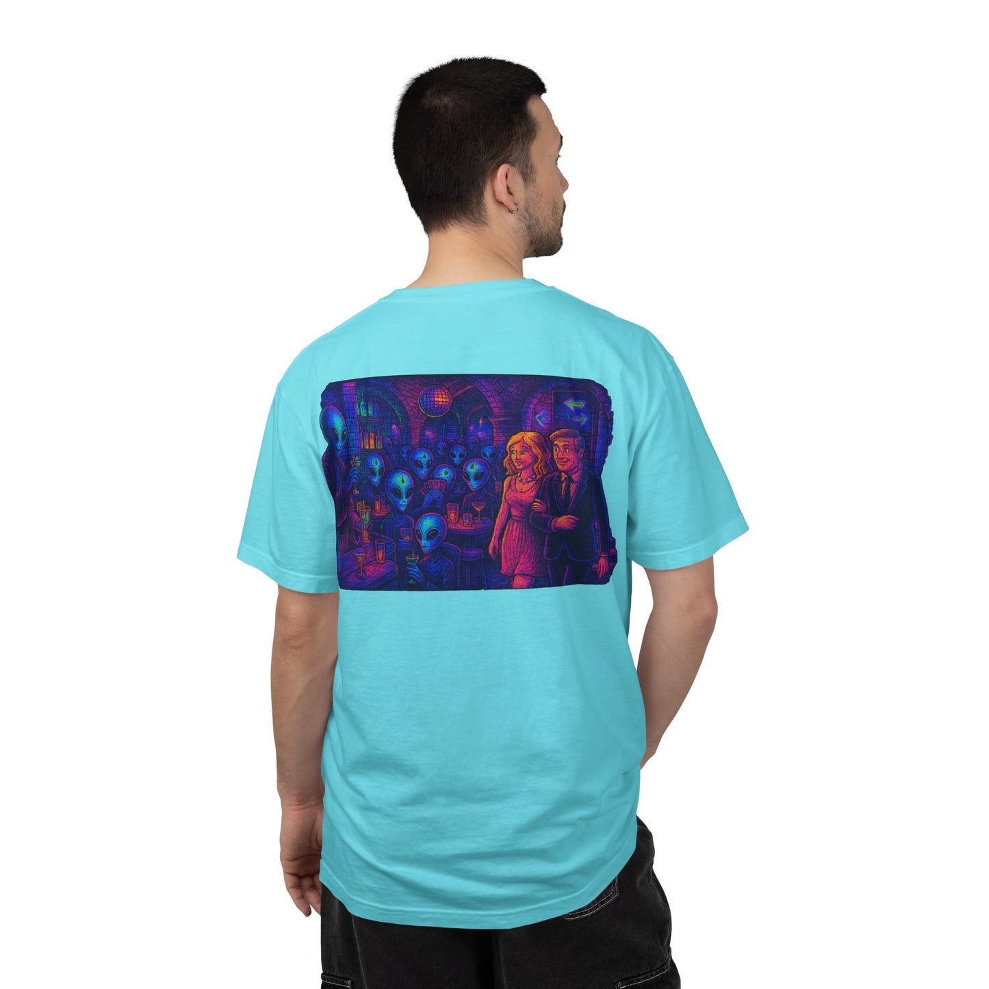 New  Disco Club By Trueiluminati Unisex T-shirt with Alien Love Design, Fun Graphic Tee, Casual Wear, Gift for Friends, Unique Party Shirt, Statement Top