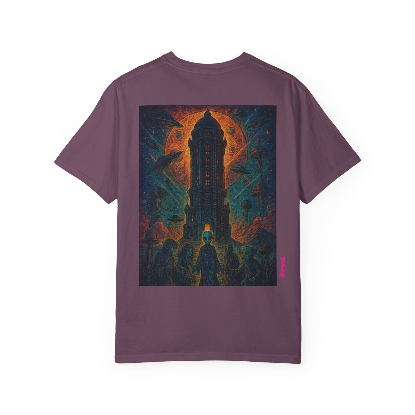 Heaven Path By Trueiluminati Garment-Dyed T-shirt Unisex Gothic Tattoo-Style Shirt – Exclusive Trueiluminati Design