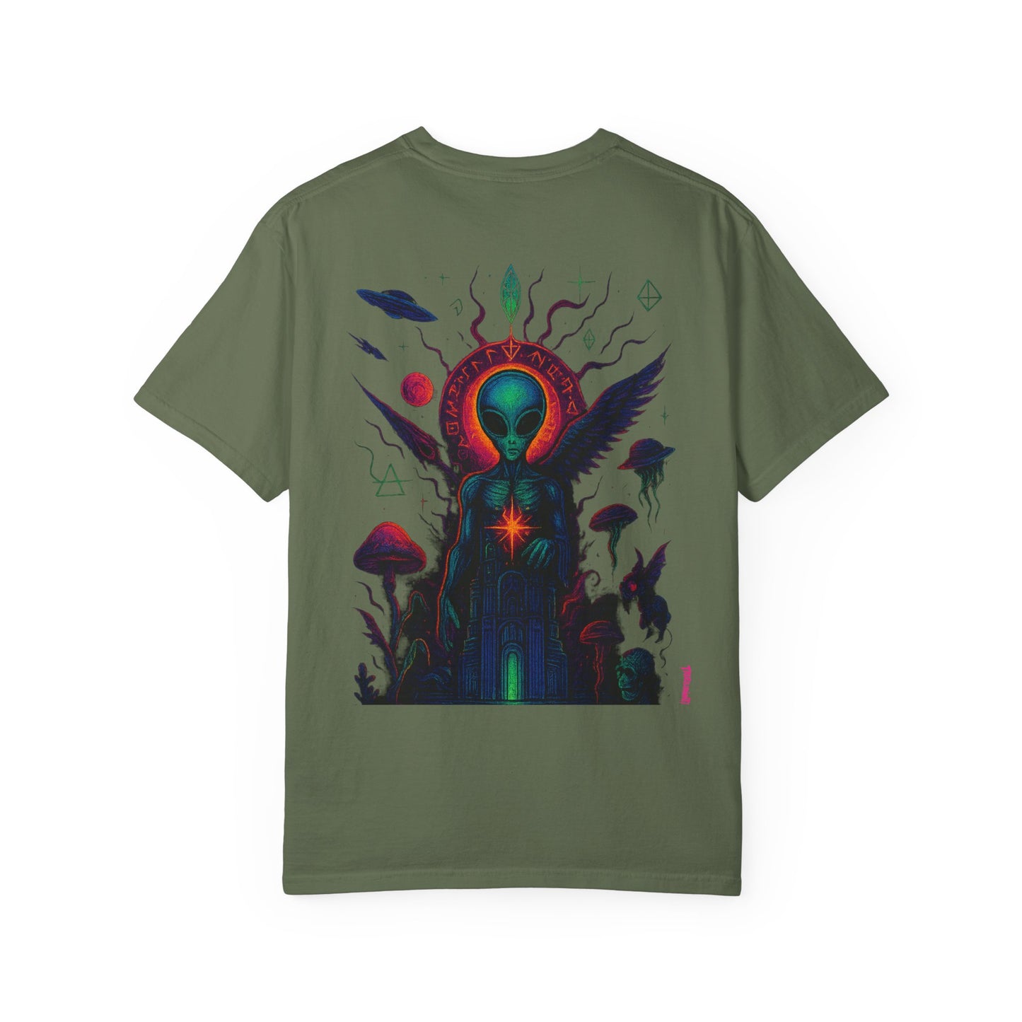 Fallen Alien by Trueiluminati Art Tee - Trippy Graphic Unisex T-shirt, Perfect for Festivals, Gifts, Alien Lovers, Casual Wear, Summer Vibes