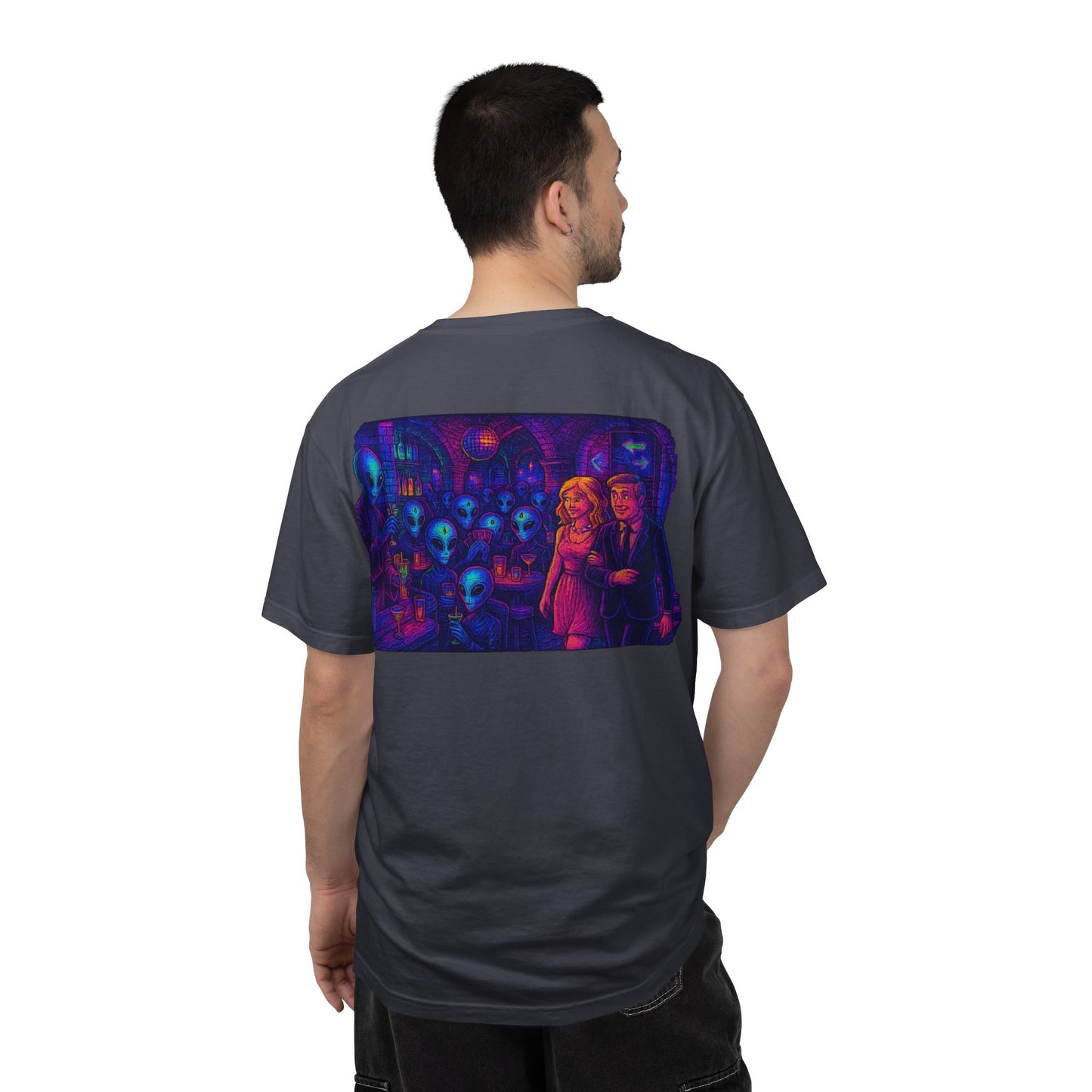 New  Disco Club By Trueiluminati Unisex T-shirt with Alien Love Design, Fun Graphic Tee, Casual Wear, Gift for Friends, Unique Party Shirt, Statement Top
