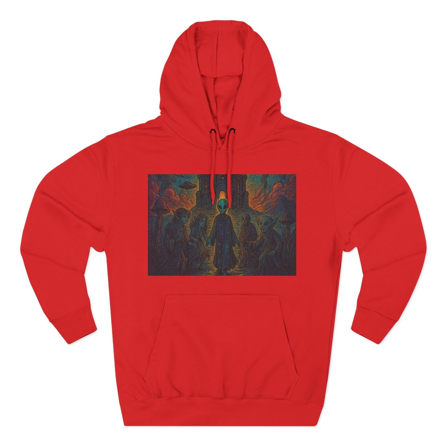 Heaven And Hell By Trueiluminati Mystical Three-Panel Fleece Hoodie - Cozy Apparel for Fans of Fantasy, Unique Gift for Holidays, Ideal for Autumn and Winter Loungewear